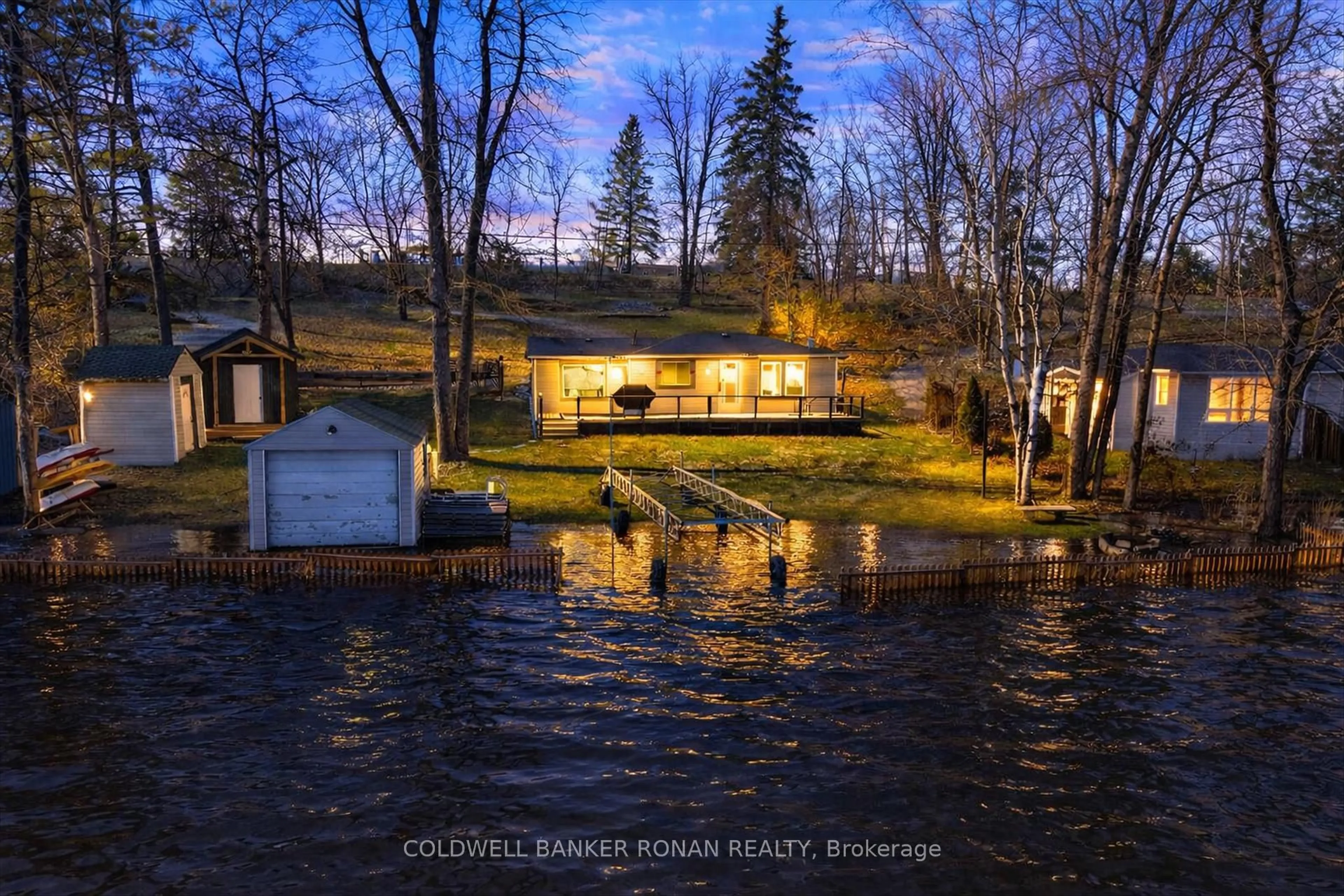 A pic from outside/outdoor area/front of a property/back of a property/a pic from drone, water/lake/river/ocean view for 1853 Youngs Point Rd, Selwyn Ontario K0L 2H0
