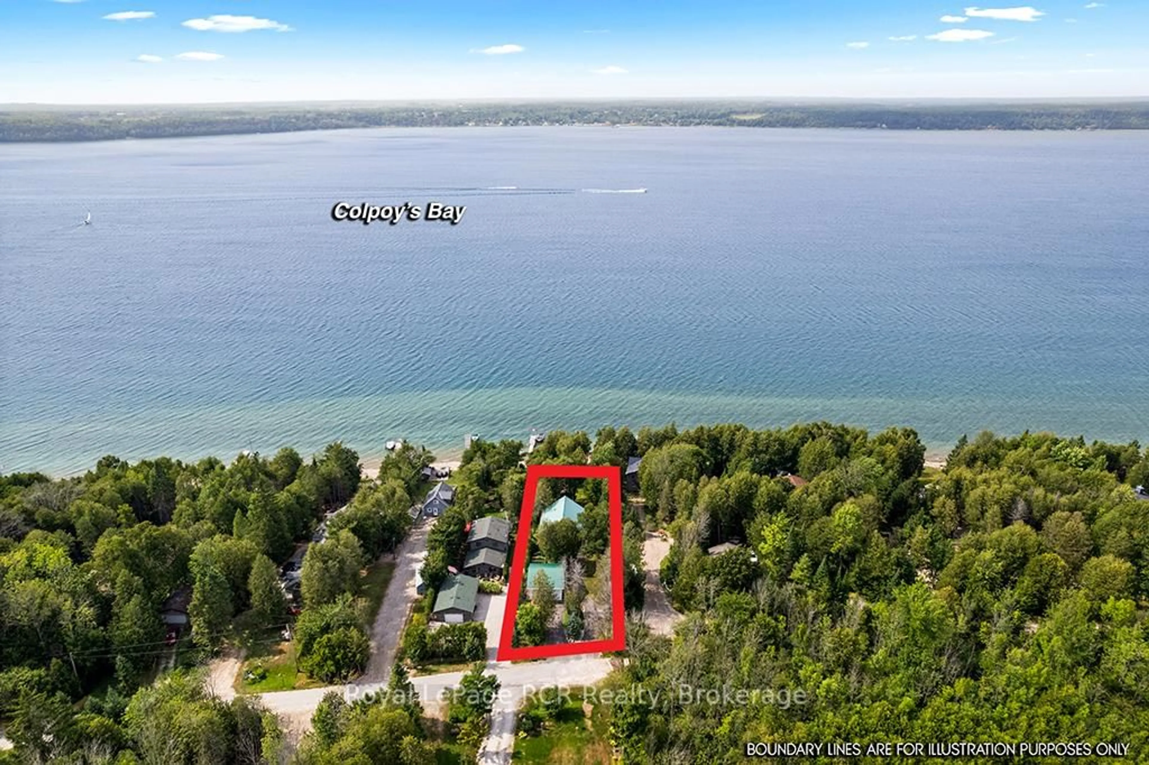A pic from outside/outdoor area/front of a property/back of a property/a pic from drone, water/lake/river/ocean view for 183 Lakeshore Rd, Georgian Bluffs Ontario N0H 2T0