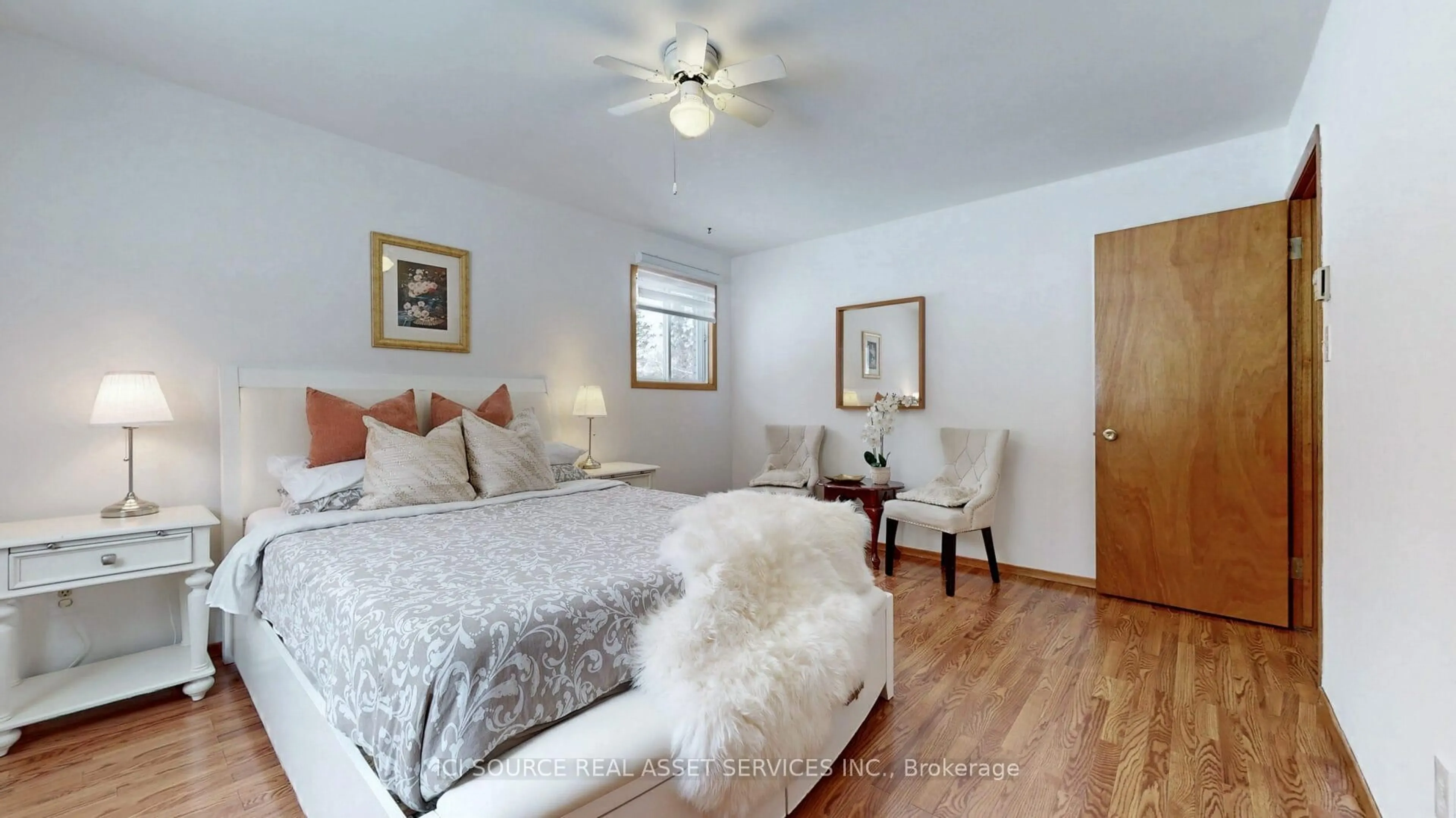 Bedroom with bed, wood/laminate floor for 933 Ferguson Rd, Armour Ontario P0A 1L0