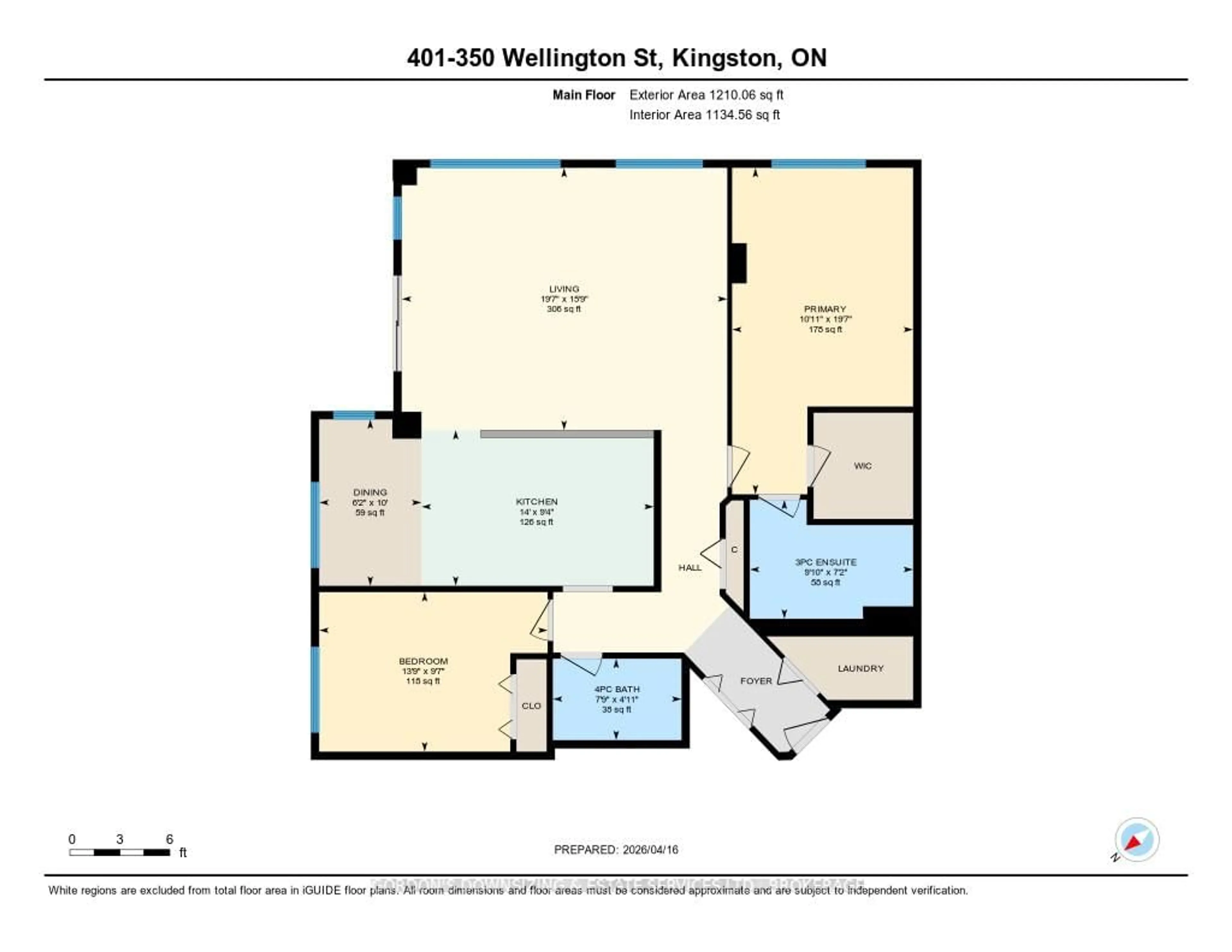 Floor plan for 350 Wellington St #401, Kingston Ontario K7K 7J7