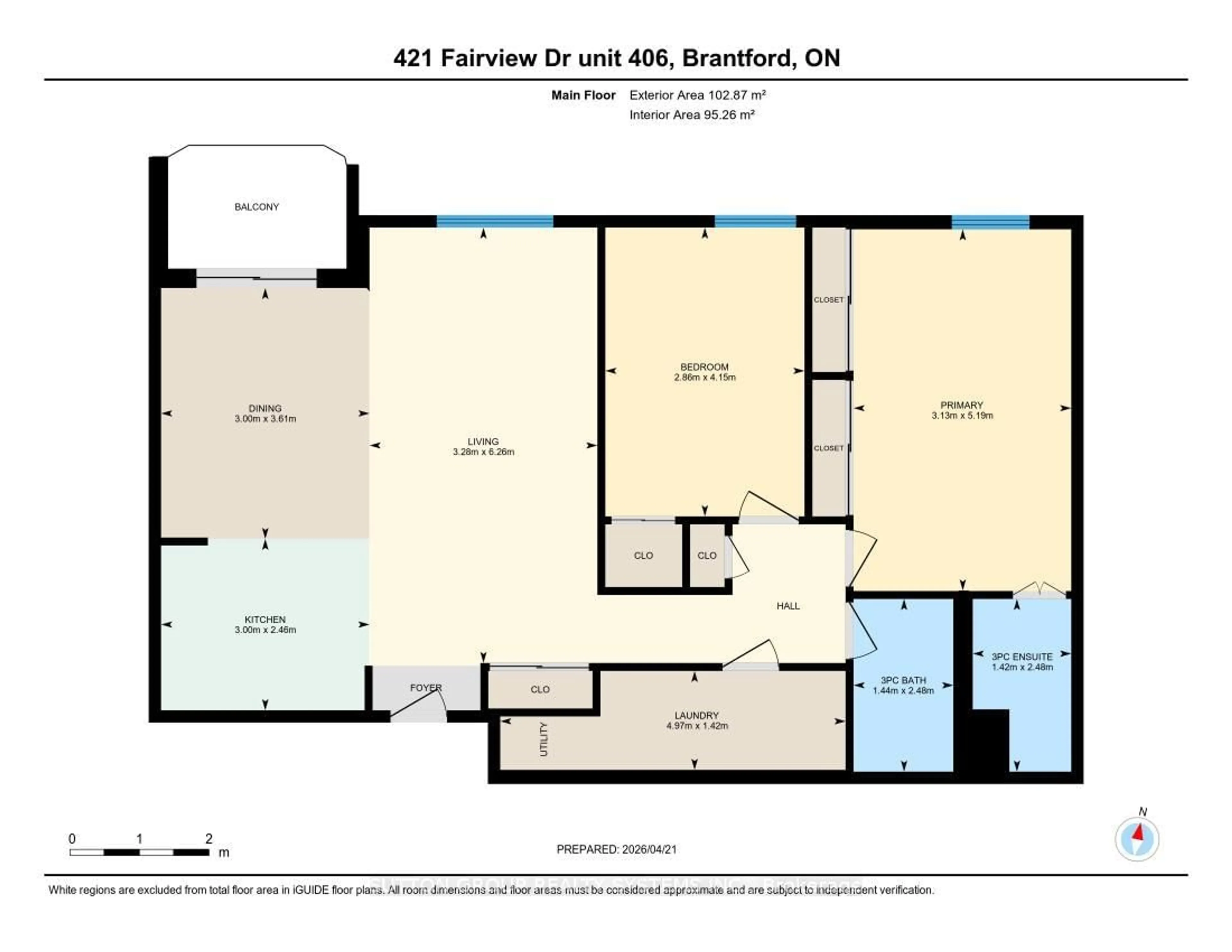 Floor plan for 421 Fairview Dr #406, Brantford Ontario N3R 7M3