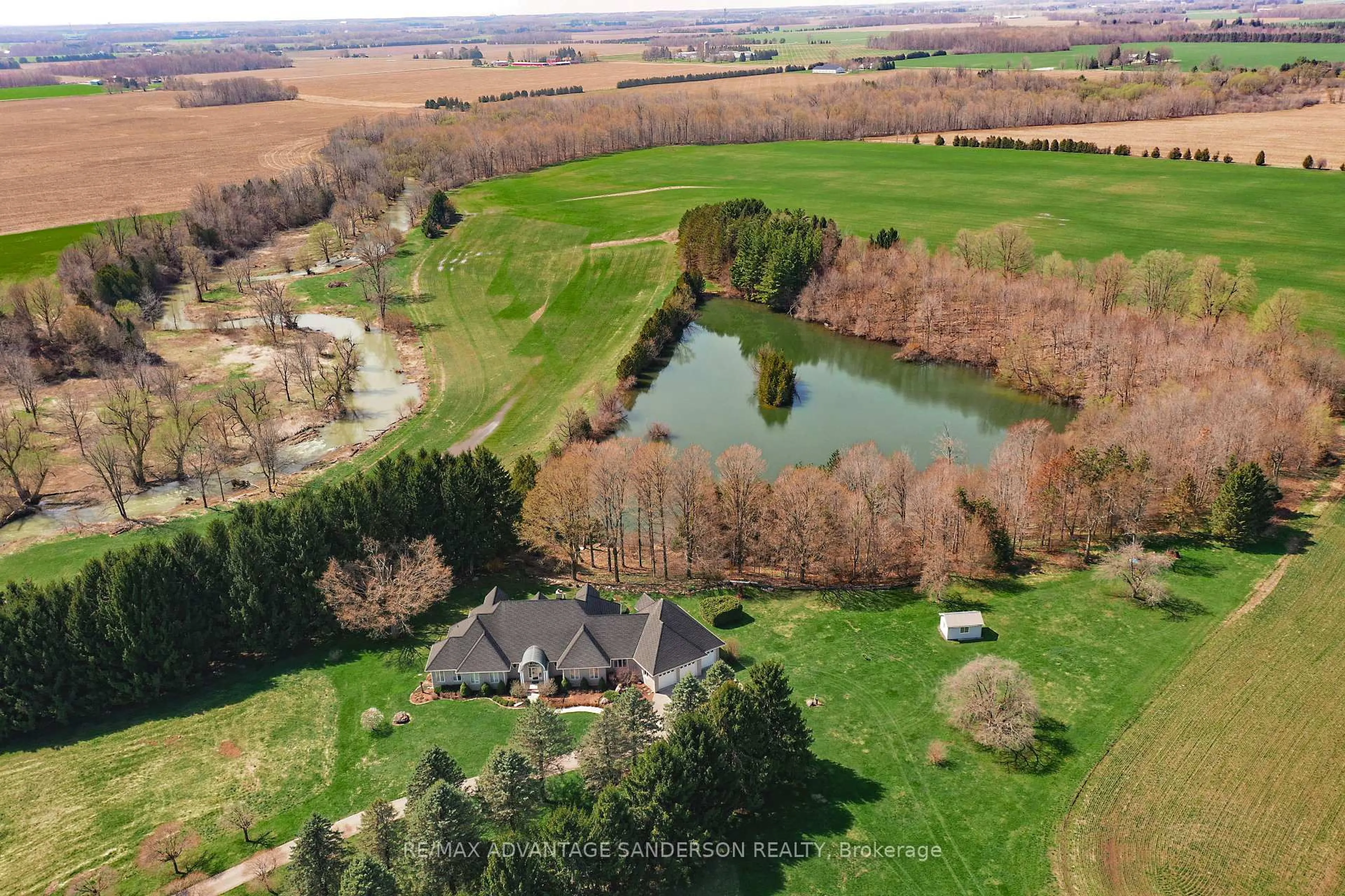 A pic from outside/outdoor area/front of a property/back of a property/a pic from drone, water/lake/river/ocean view for 15060 Nine Mile Rd, Middlesex Centre Ontario N0M 2A0