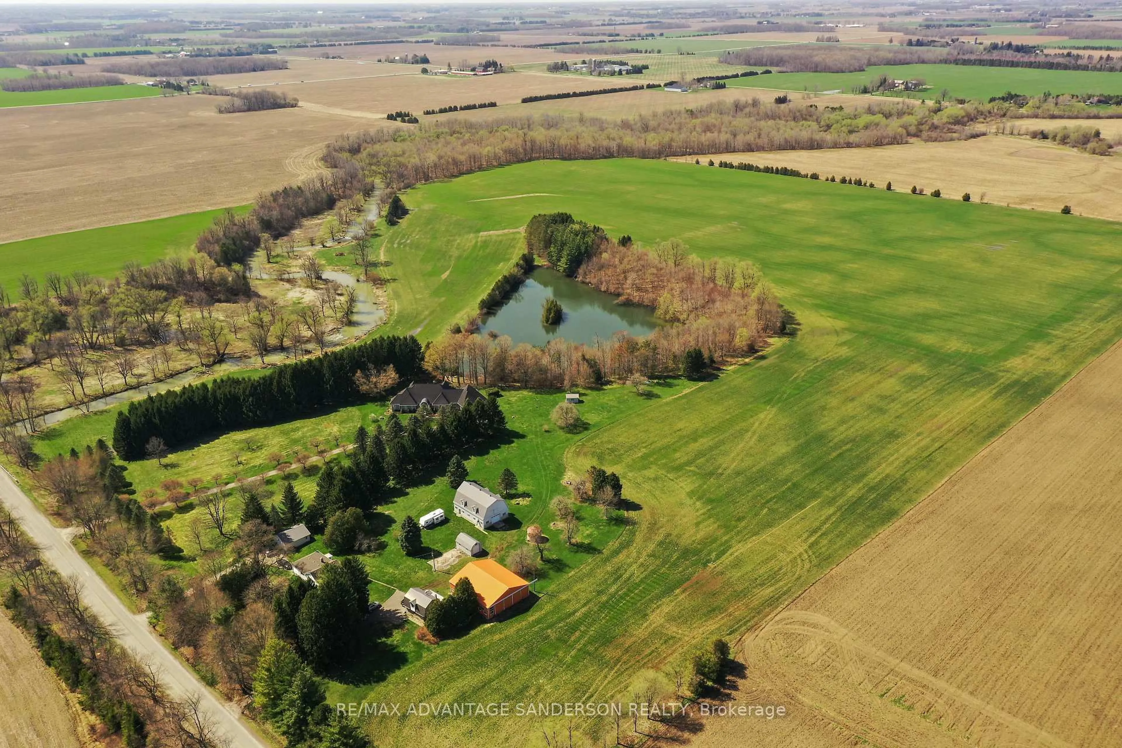 A pic from outside/outdoor area/front of a property/back of a property/a pic from drone, water/lake/river/ocean view for 15060 Nine Mile Rd, Middlesex Centre Ontario N0M 2A0