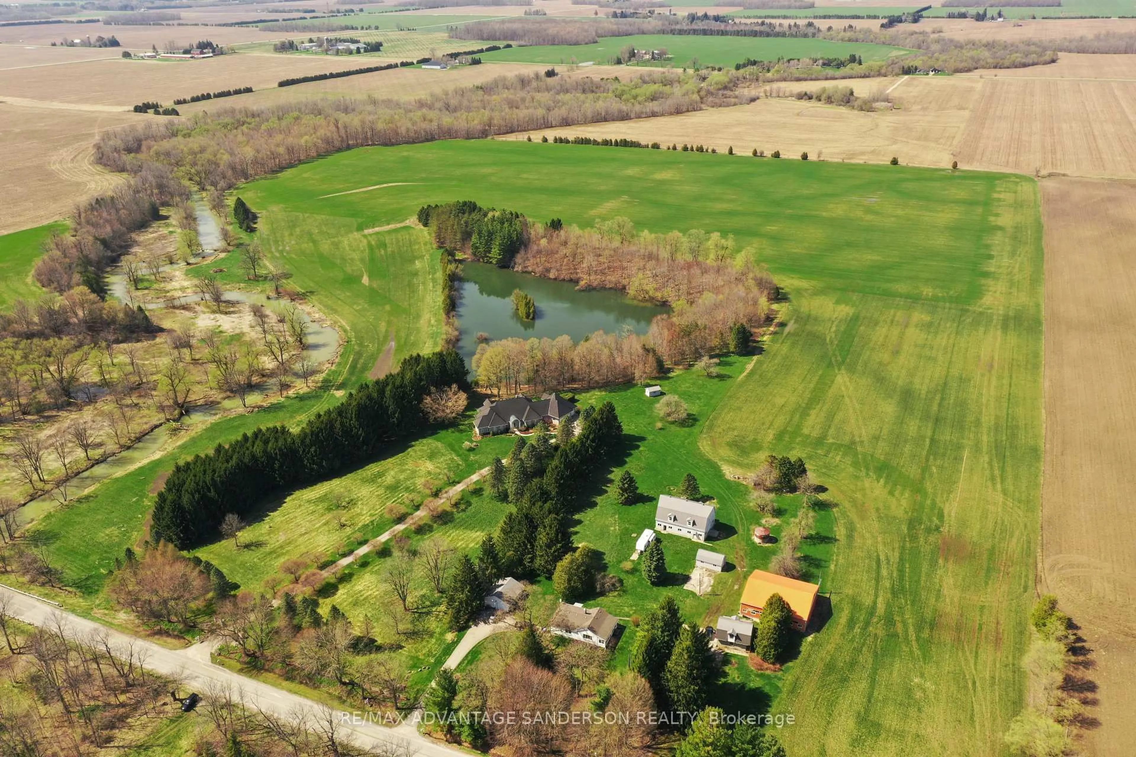 A pic from outside/outdoor area/front of a property/back of a property/a pic from drone, water/lake/river/ocean view for 15060 Nine Mile Rd, Middlesex Centre Ontario N0M 2A0