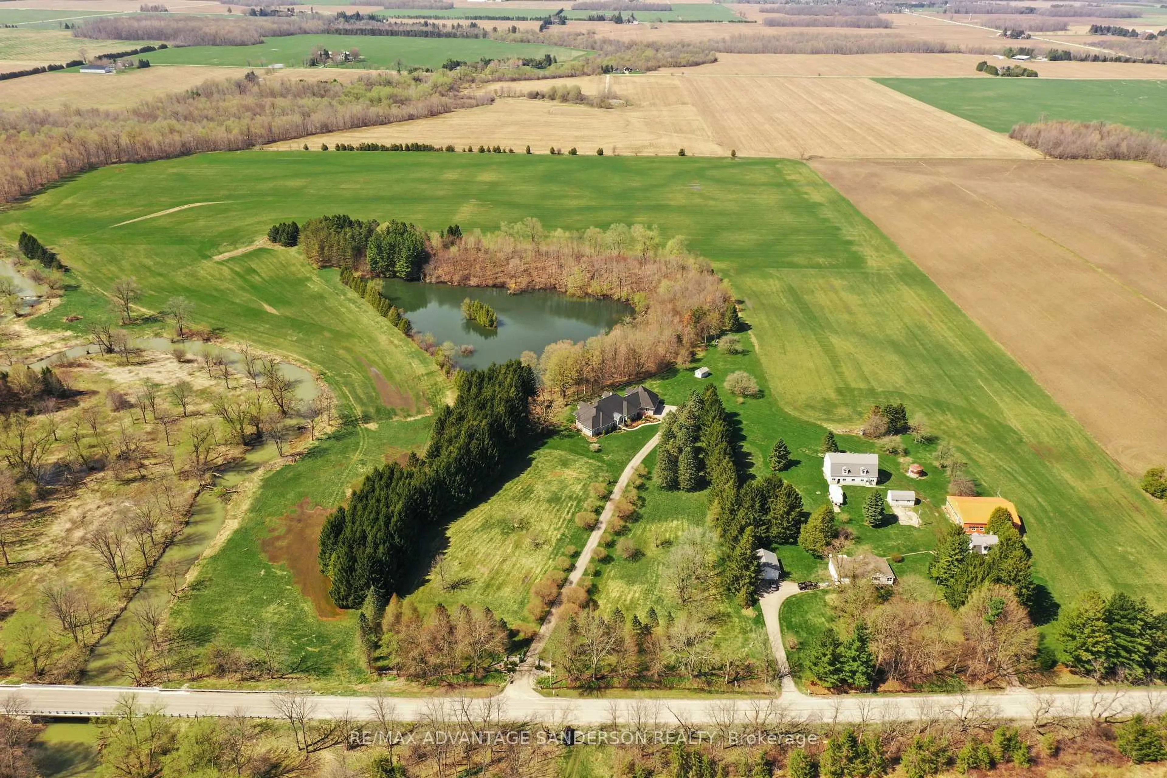 A pic from outside/outdoor area/front of a property/back of a property/a pic from drone, water/lake/river/ocean view for 15060 Nine Mile Rd, Middlesex Centre Ontario N0M 2A0