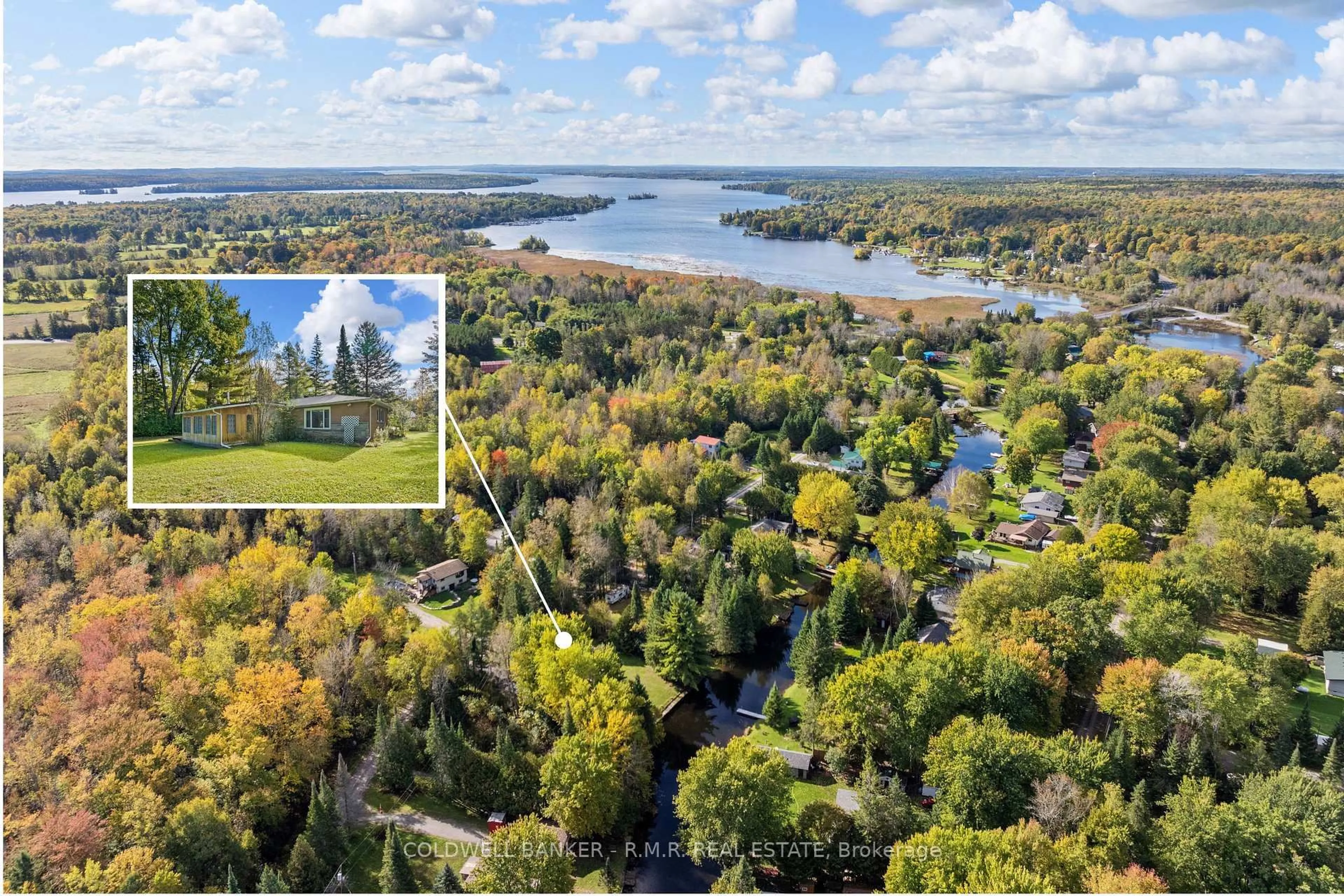 A pic from outside/outdoor area/front of a property/back of a property/a pic from drone, water/lake/river/ocean view for 57 Fire Route 104, Trent Lakes Ontario K0M 1A0