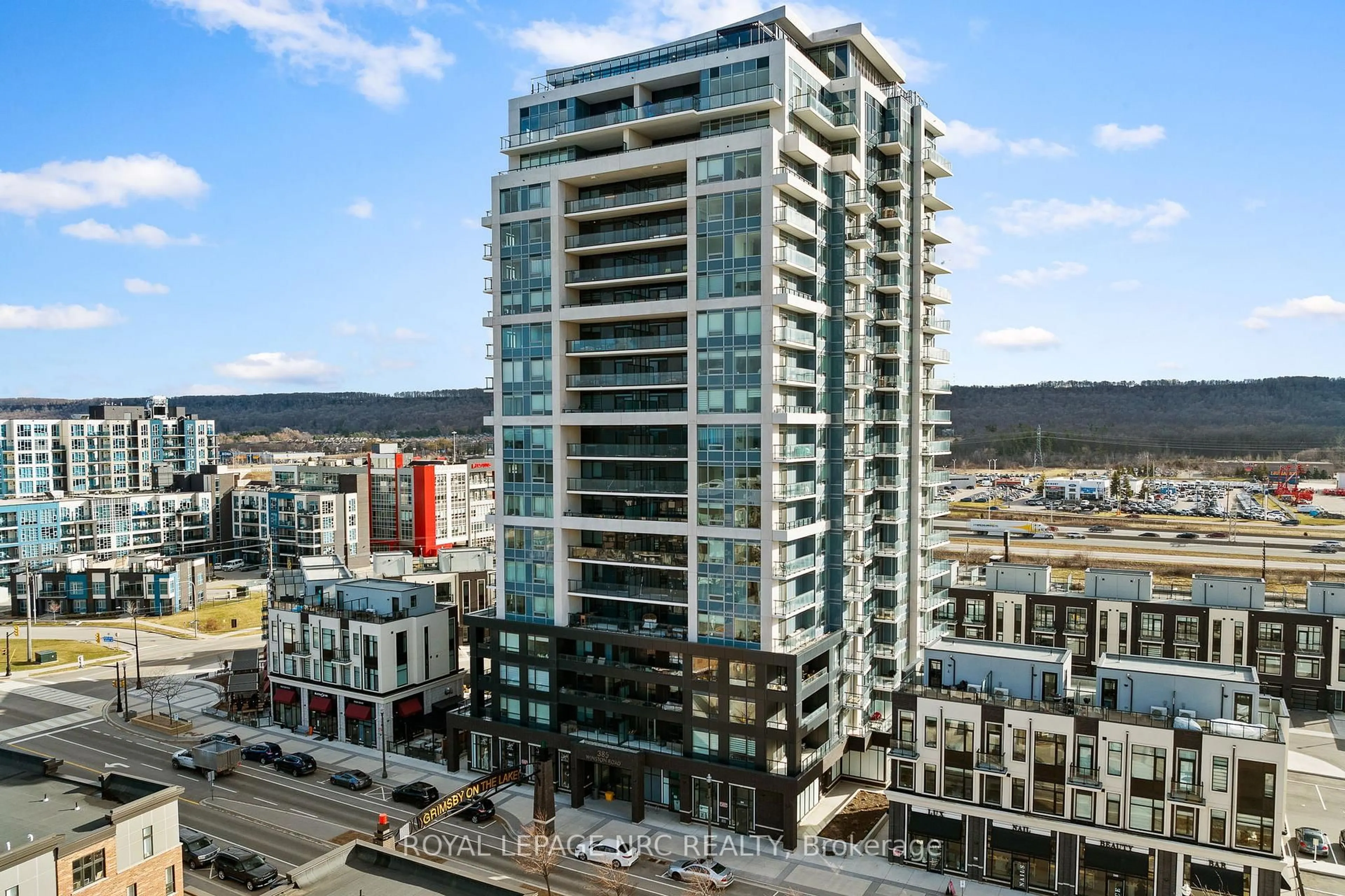 A pic from outside/outdoor area/front of a property/back of a property/a pic from drone, city buildings view from balcony for 385 Winston Rd #Unit 501, Grimsby Ontario L3M 4E8