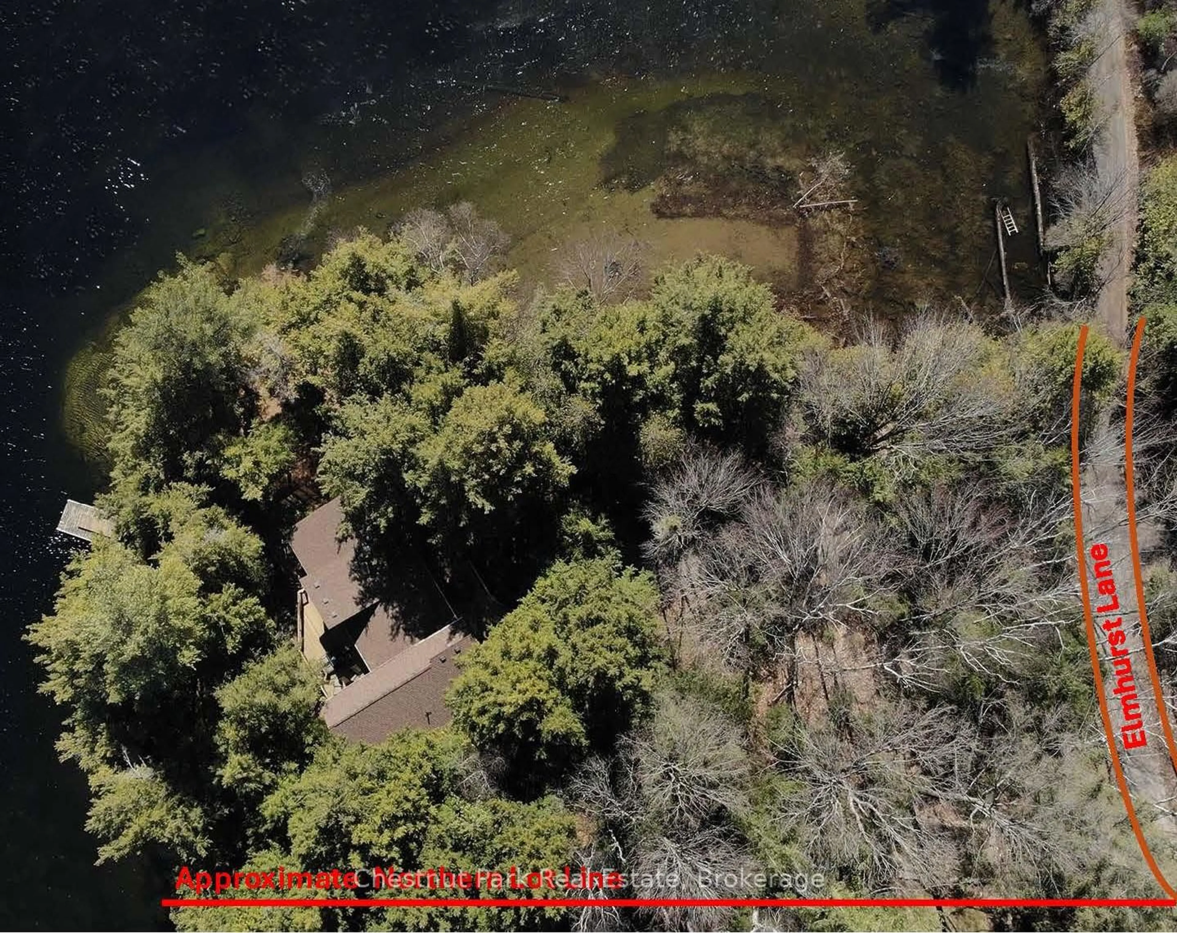 A pic from outside/outdoor area/front of a property/back of a property/a pic from drone, water/lake/river/ocean view for 1062 Elmhurst Lane, Dysart et al Ontario K0M 1S0
