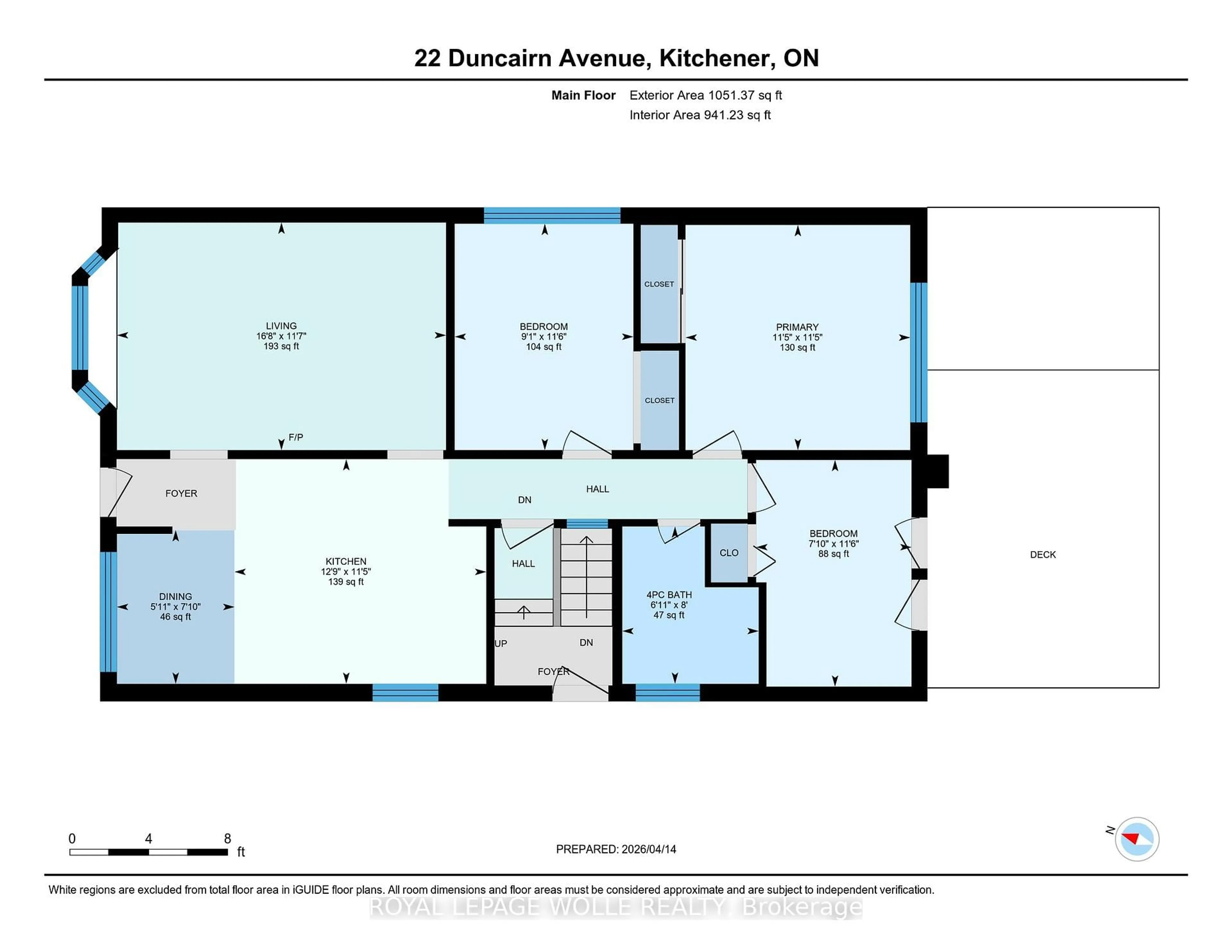 Floor plan for 22 Duncairn Ave, Kitchener Ontario N2M 4S4