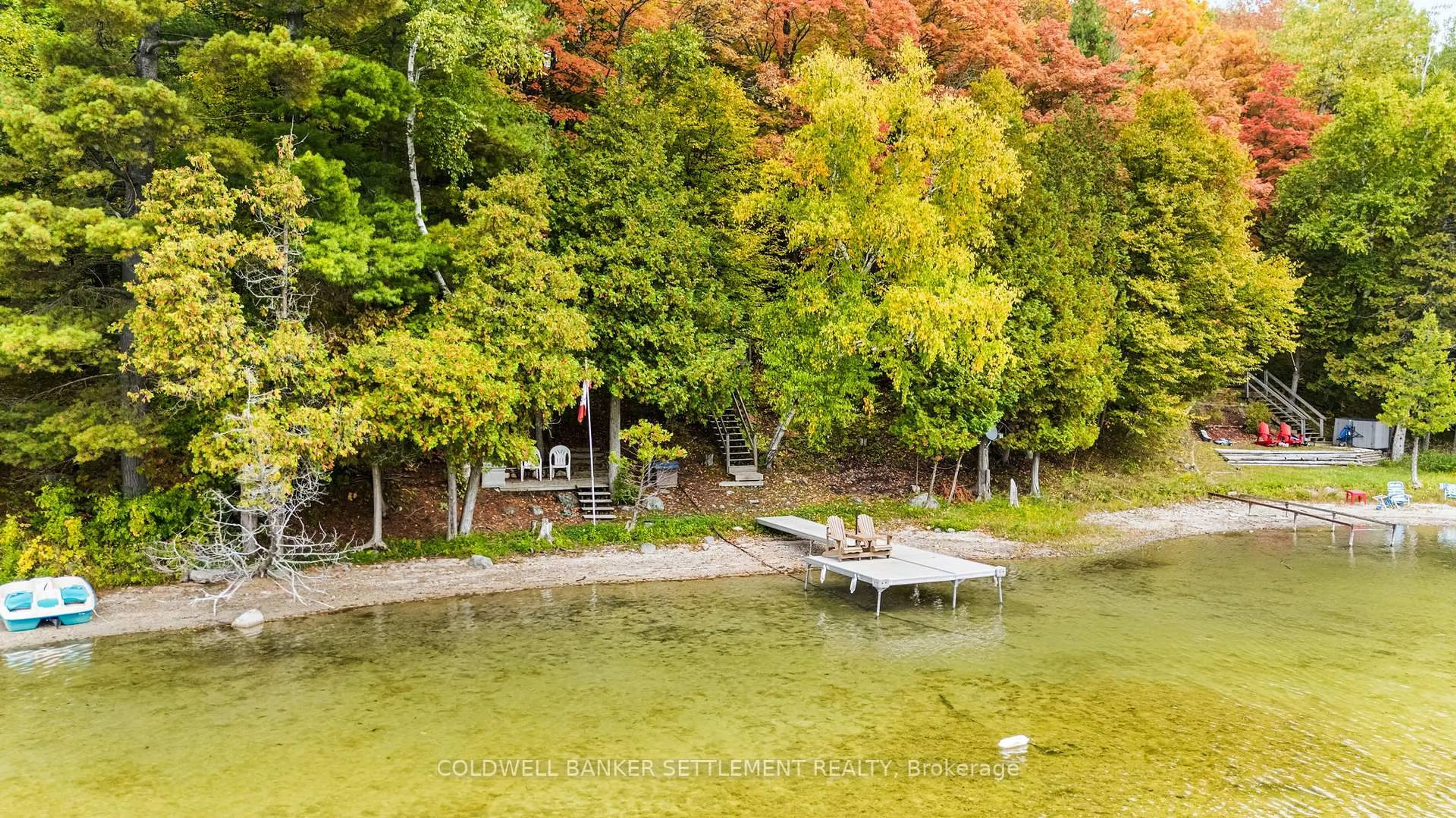 A pic from outside/outdoor area/front of a property/back of a property/a pic from drone, water/lake/river/ocean view for 120 Upper Lake Lane, Godfrey Ontario K0H 1T0