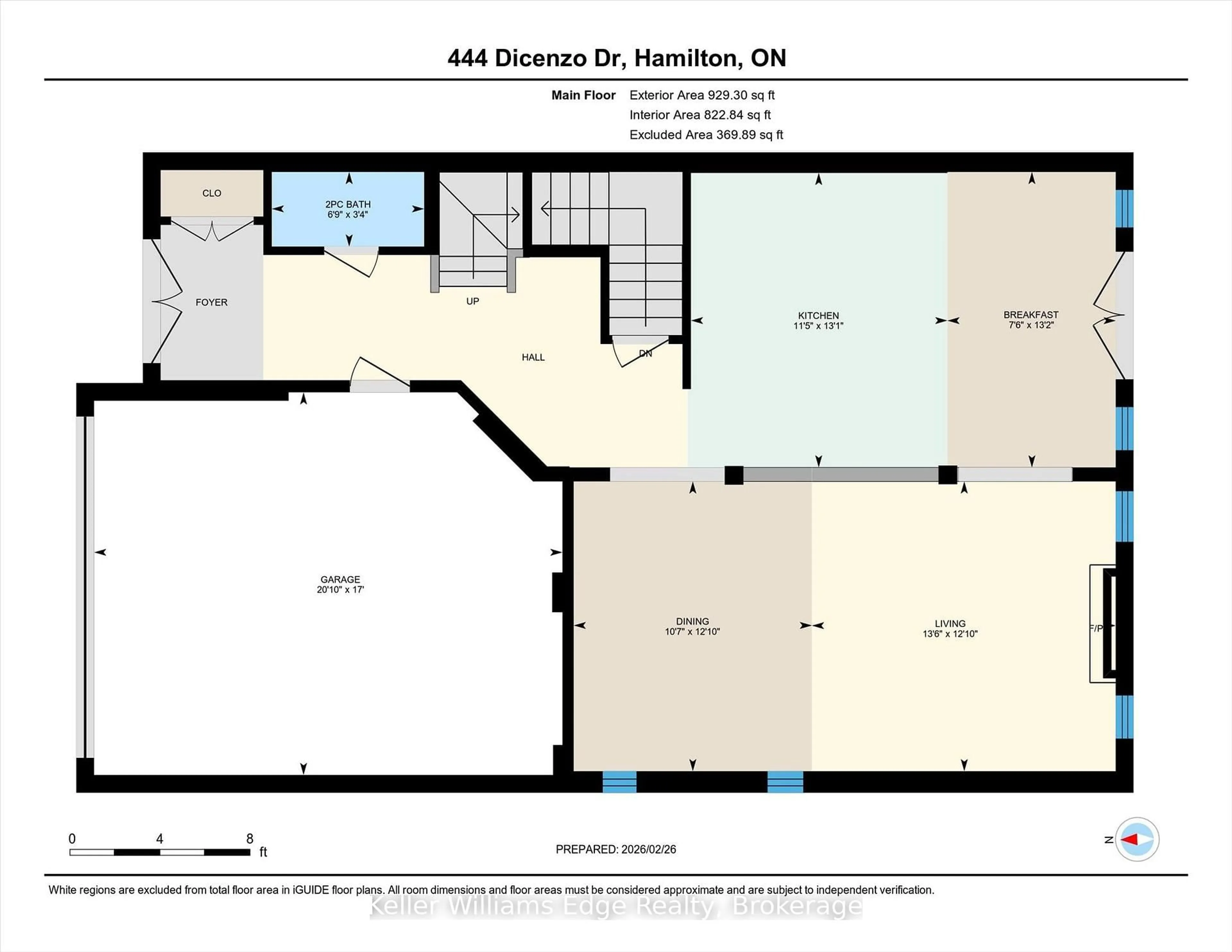 Floor plan for 444 DICENZO Dr, Hamilton Ontario L9B 0B3