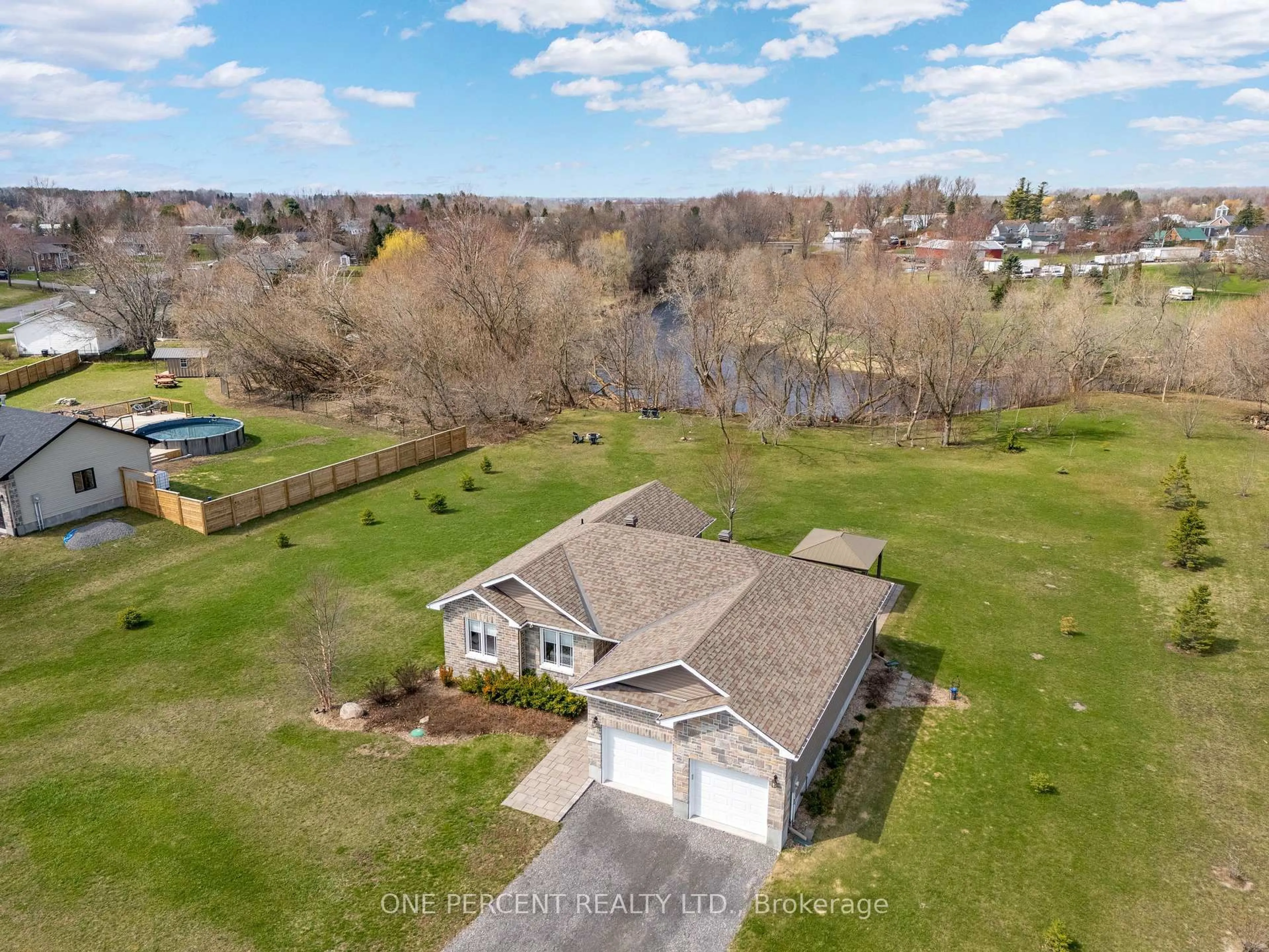 A pic from outside/outdoor area/front of a property/back of a property/a pic from drone, water/lake/river/ocean view for 3012 Drew Dr, North Dundas Ontario K0E 1W0