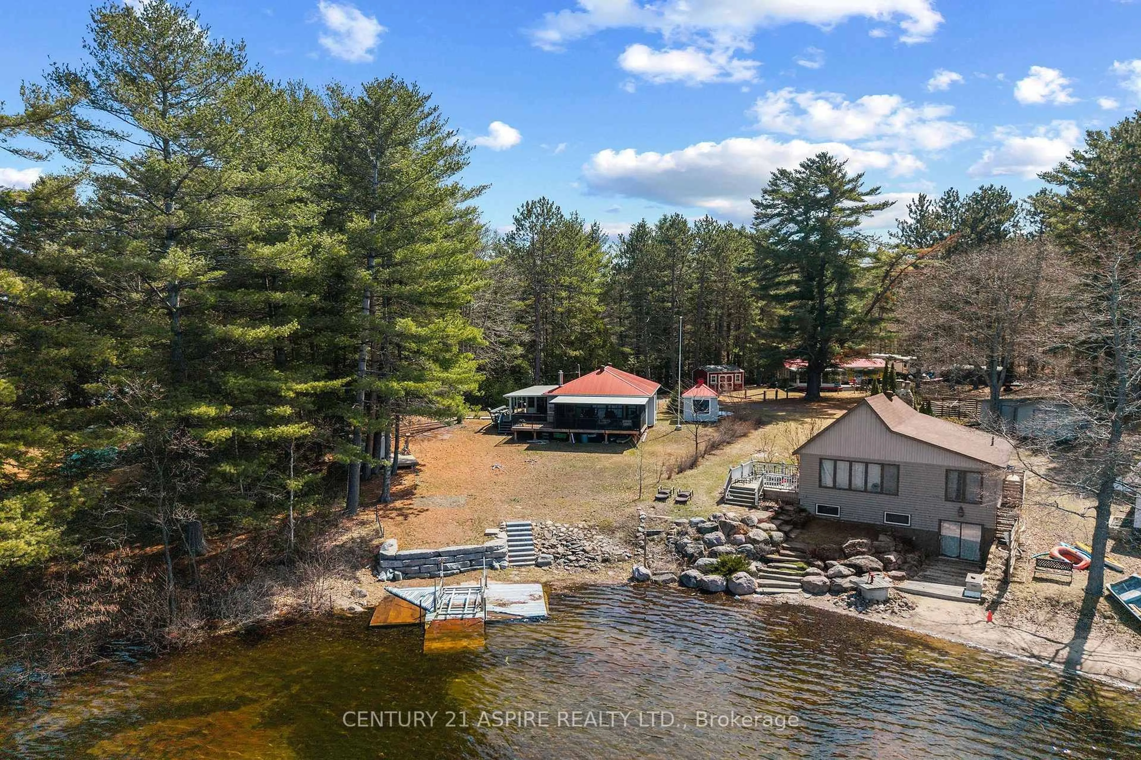 A pic from outside/outdoor area/front of a property/back of a property/a pic from drone, water/lake/river/ocean view for 97 Billena Way, Golden Lake Ontario K0J 1X0