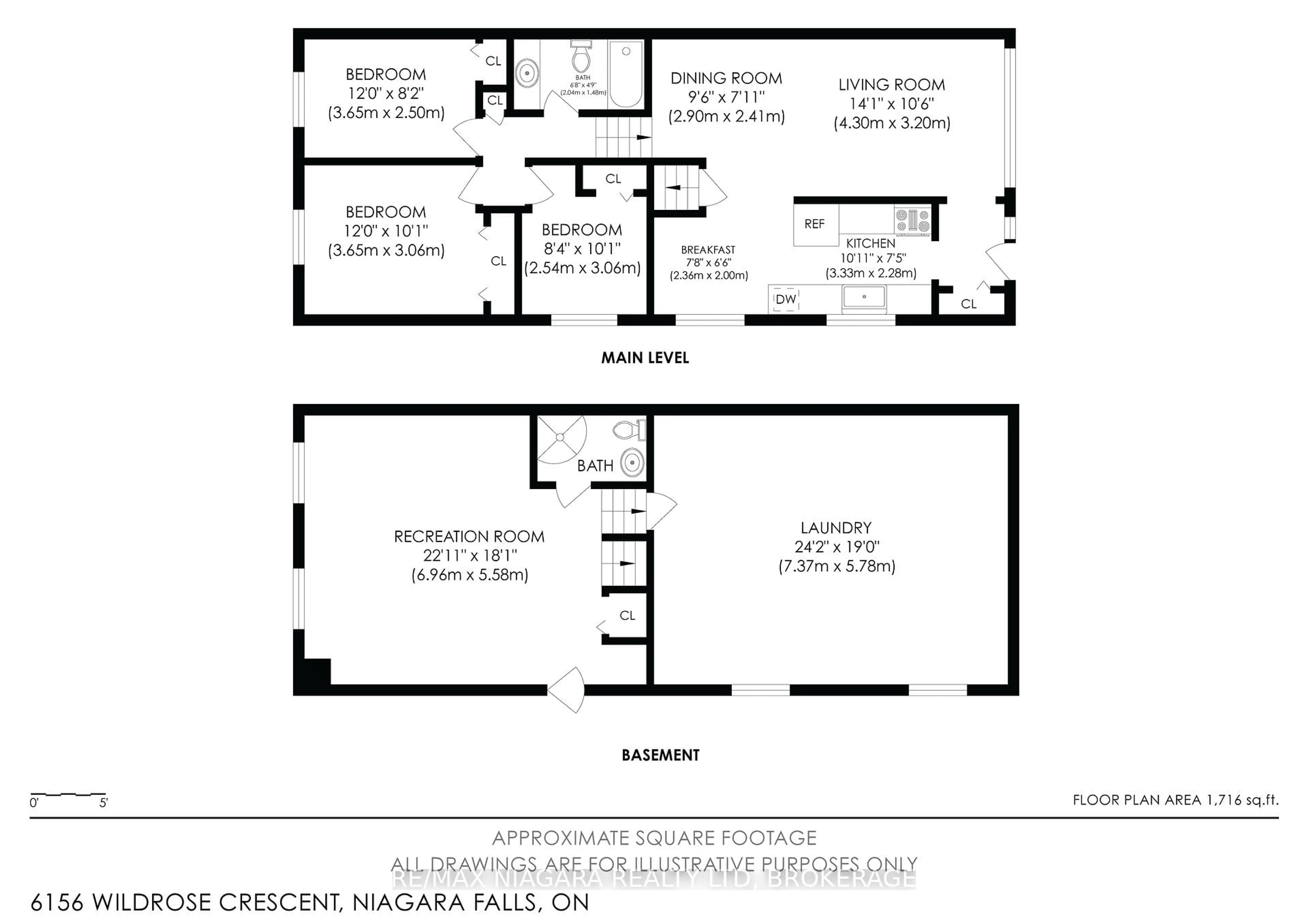 Floor plan for 6156 Wildrose Cres, Niagara Falls Ontario L2G 7T3