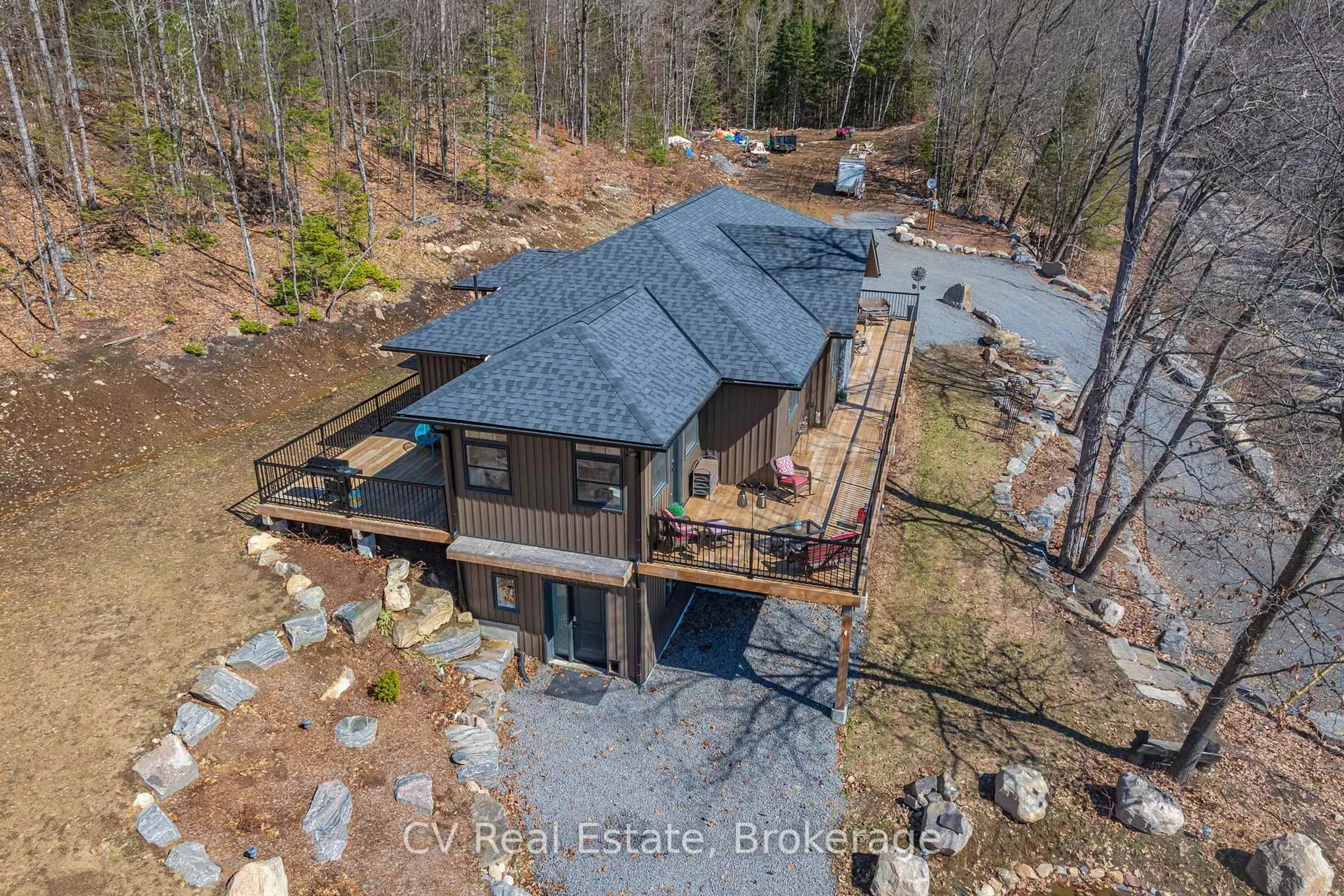 A pic from outside/outdoor area/front of a property/back of a property/a pic from drone, unknown for 1203 Burlmarie Rd, Lake of Bays Ontario P0B 1A0