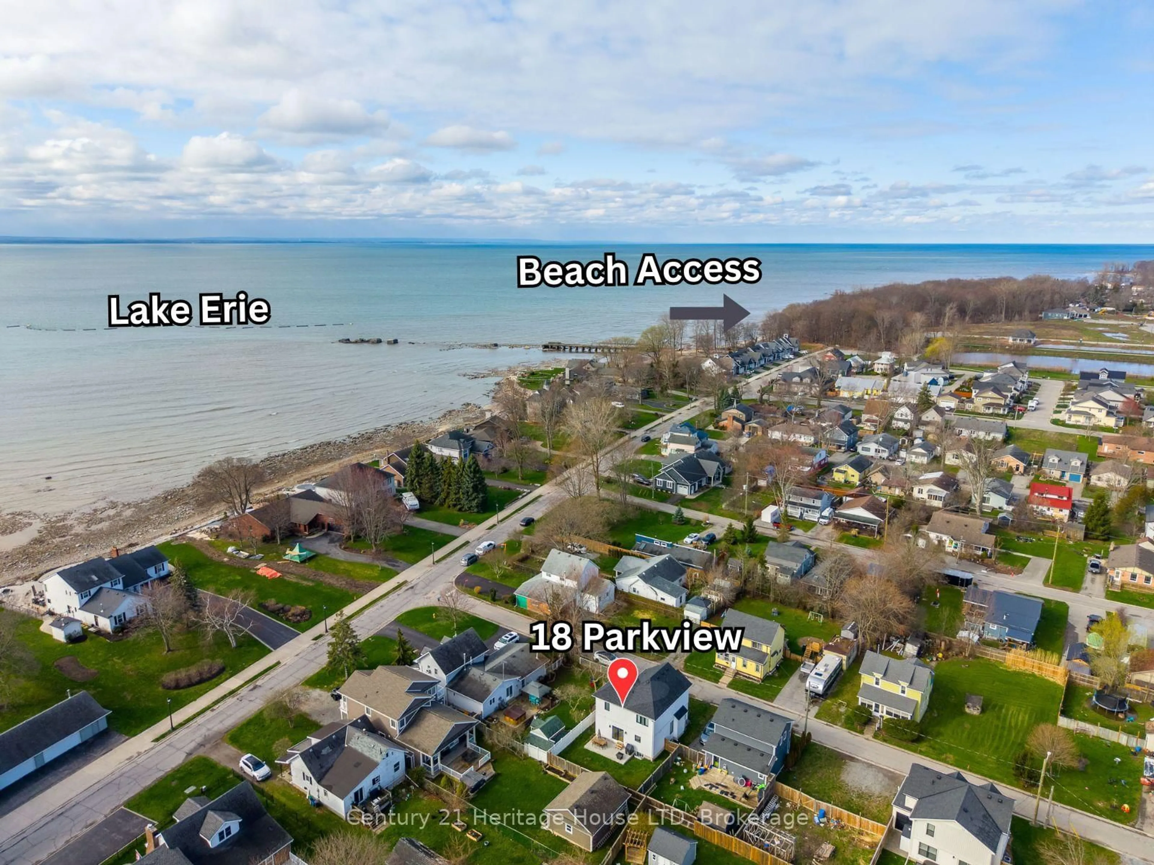 A pic from outside/outdoor area/front of a property/back of a property/a pic from drone, water/lake/river/ocean view for 18 Parkview Ave, Fort Erie Ontario L2A 5L7