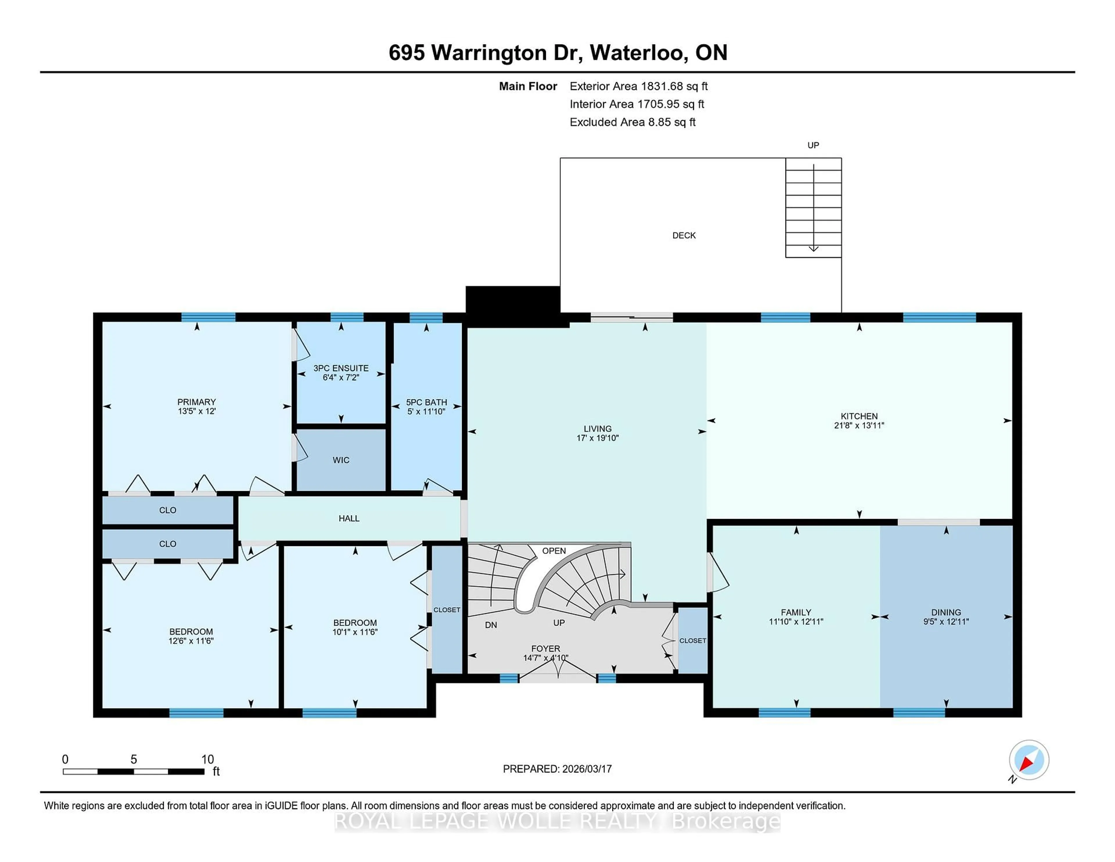 Floor plan for 395 Warrington Dr, Waterloo Ontario N2L 2P7