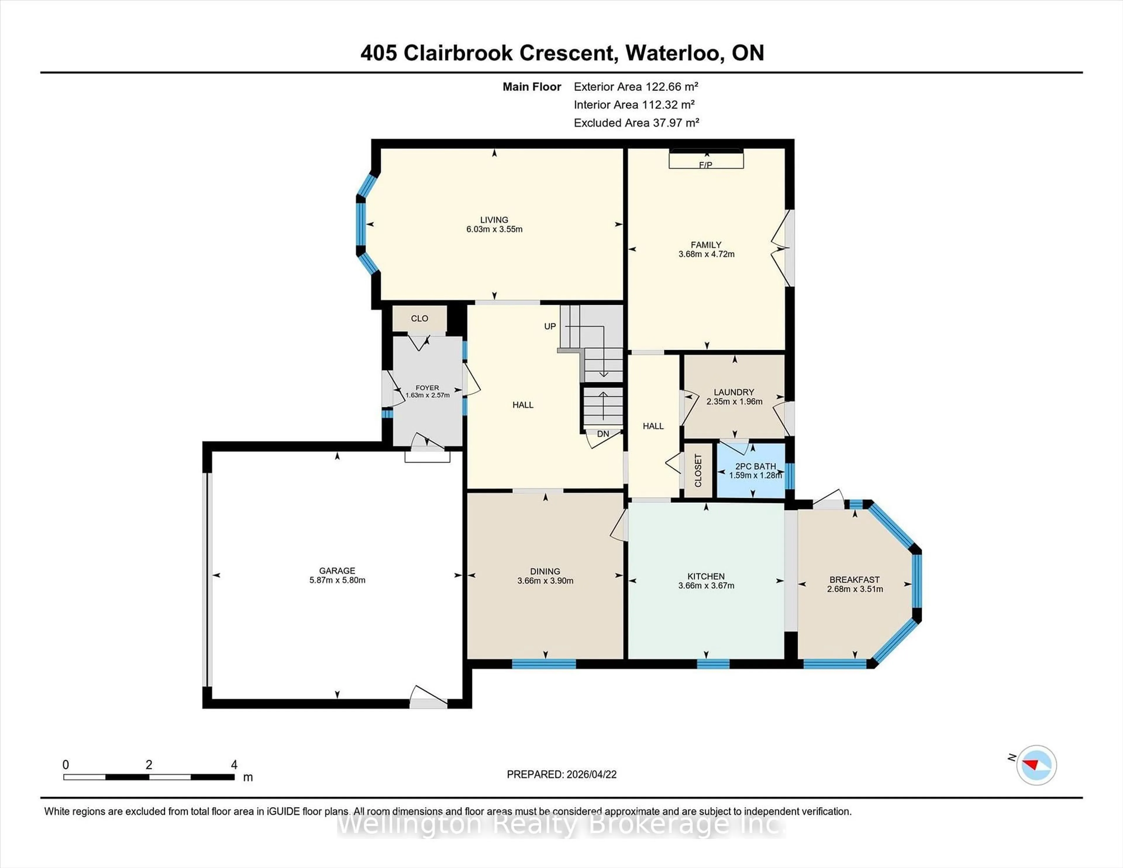 Floor plan for 405 Clairbrook Cres, Waterloo Ontario N2L 5V6