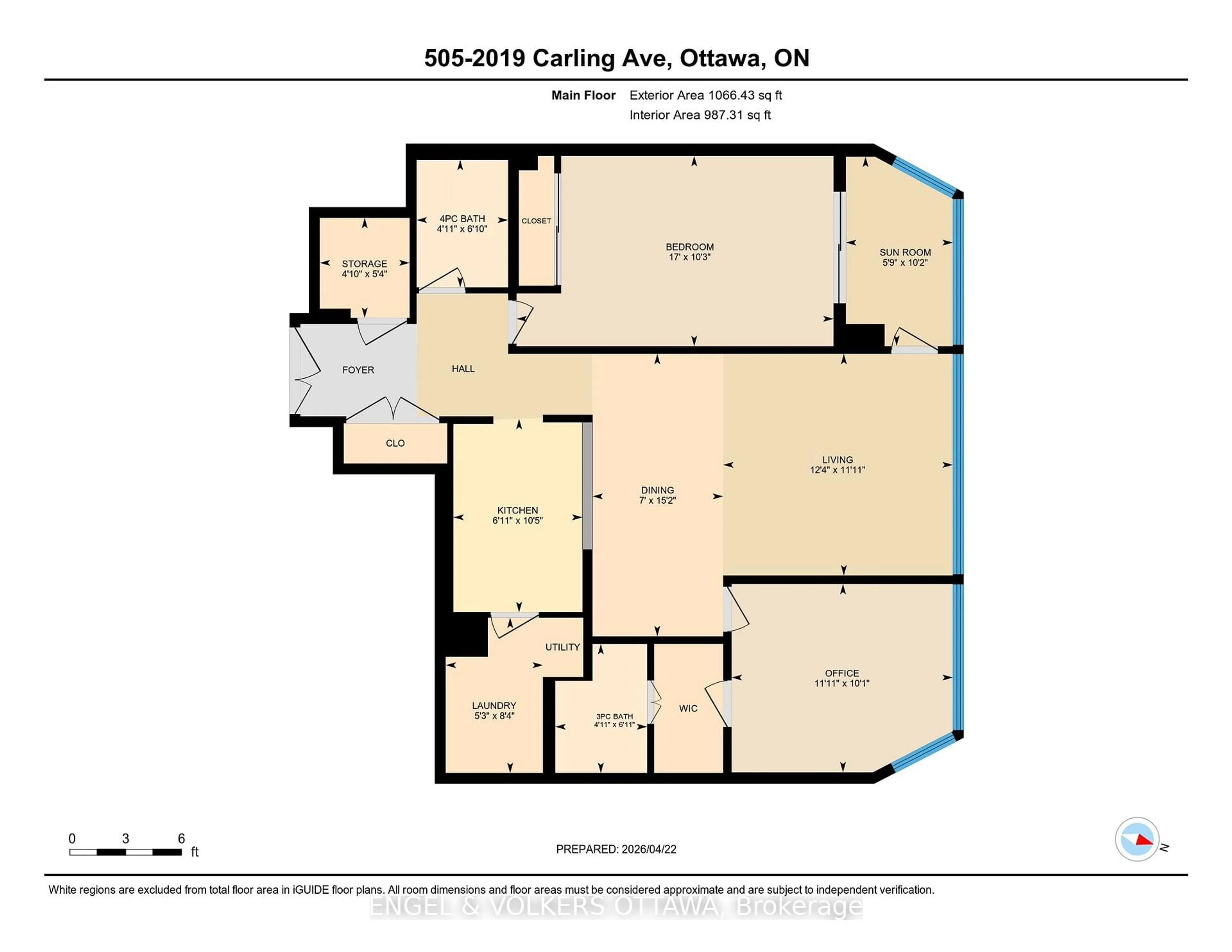 Floor plan for 2019 Carling Ave #505, Ottawa Ontario K2A 4A2