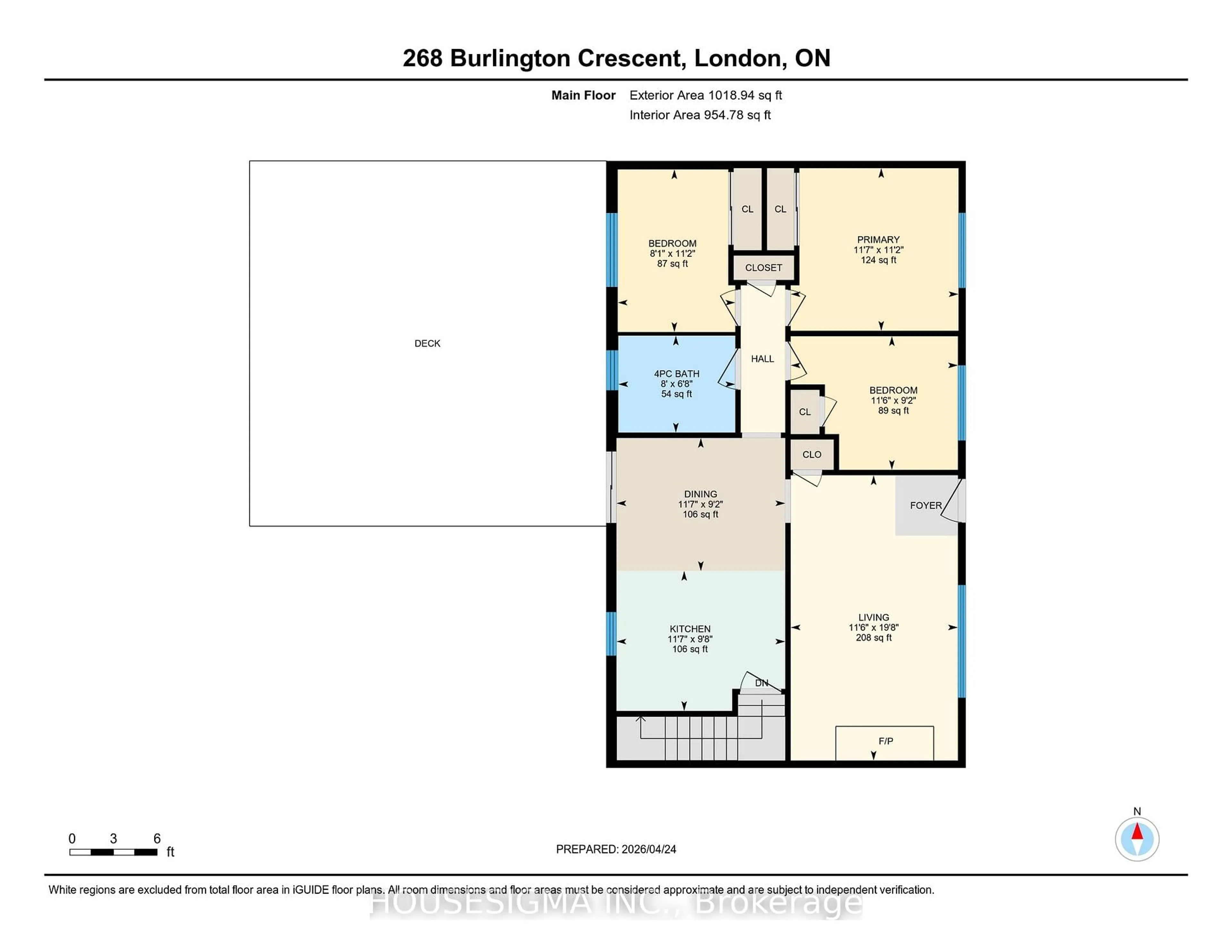 Floor plan for 286 Burlington Cres, London South Ontario N5Z 3G5