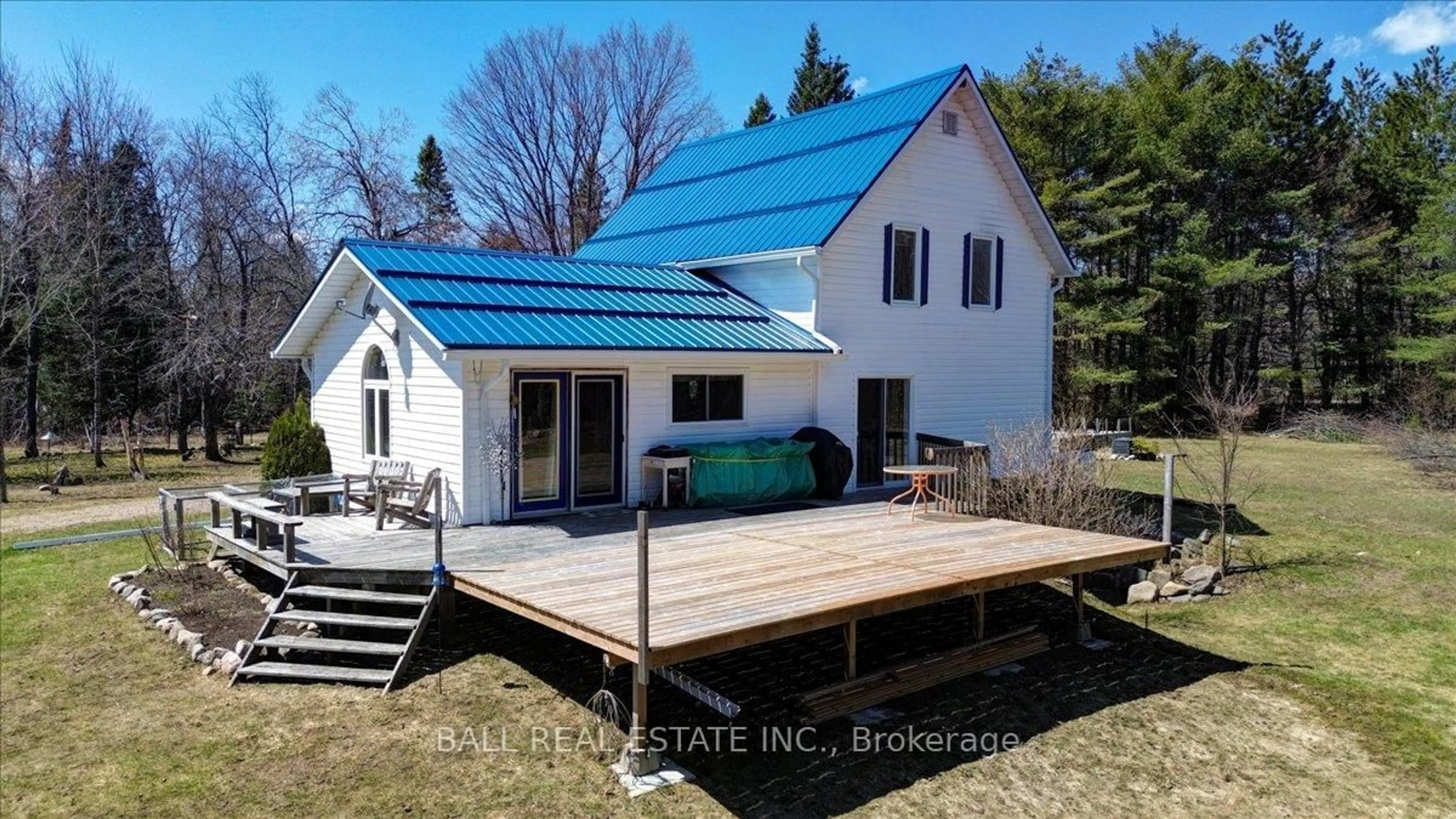 A pic from outside/outdoor area/front of a property/back of a property/a pic from drone, water/lake/river/ocean view for 1230 Ojibway Rd, Highlands East Ontario K0L 2A0
