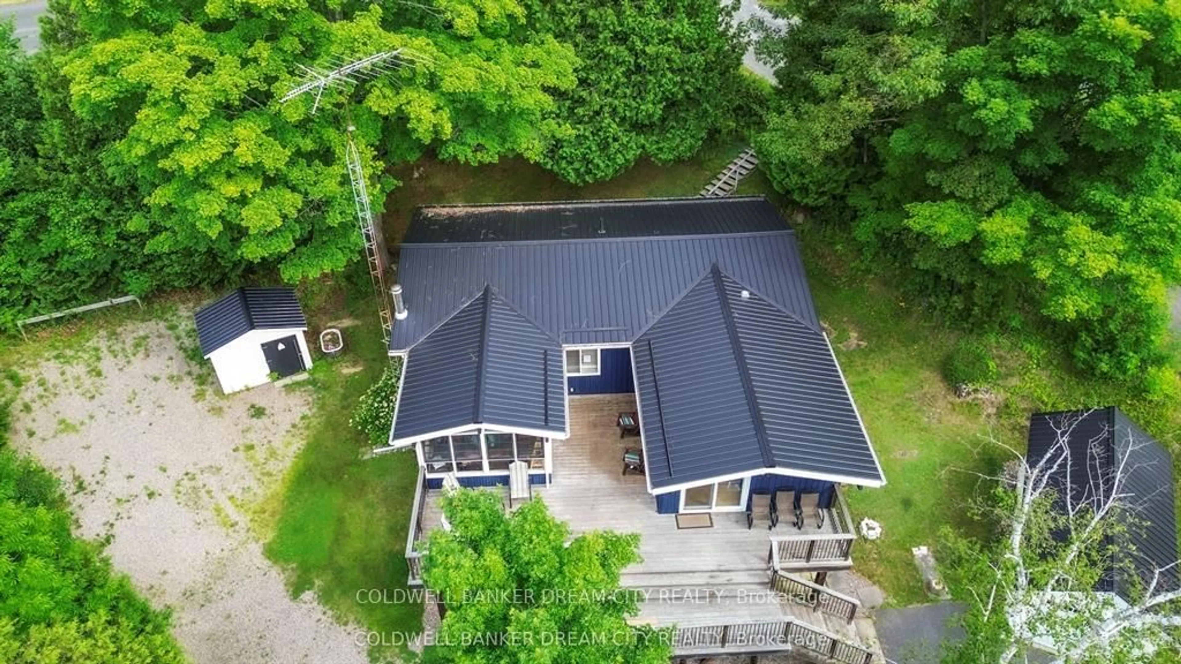 A pic from outside/outdoor area/front of a property/back of a property/a pic from drone, water/lake/river/ocean view for 1004A ALMOND Lane, Arden Ontario K0H 1B0