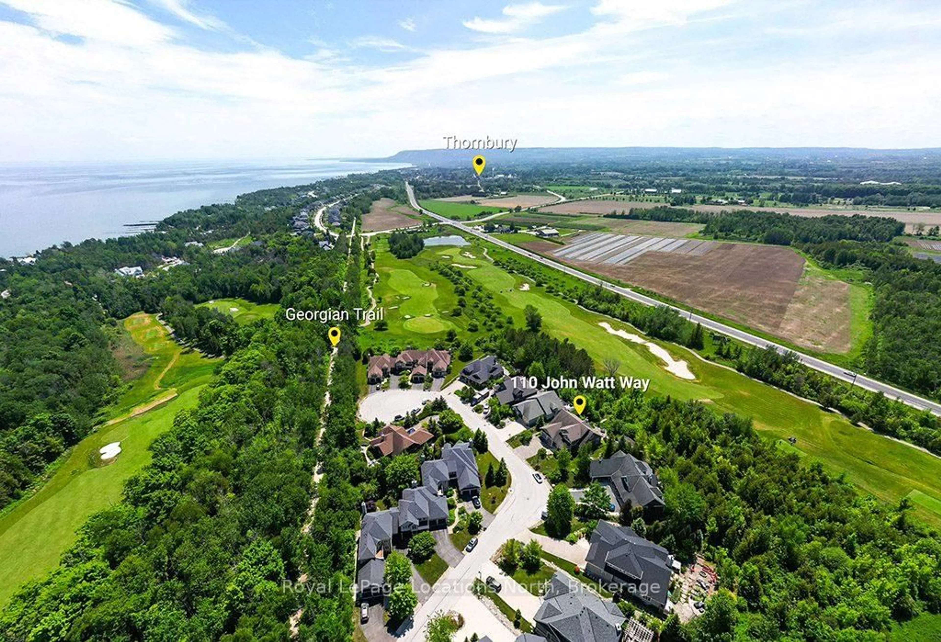 A pic from outside/outdoor area/front of a property/back of a property/a pic from drone, water/lake/river/ocean view for 110 JOHN WATT Way, Blue Mountains Ontario N0H 2P0