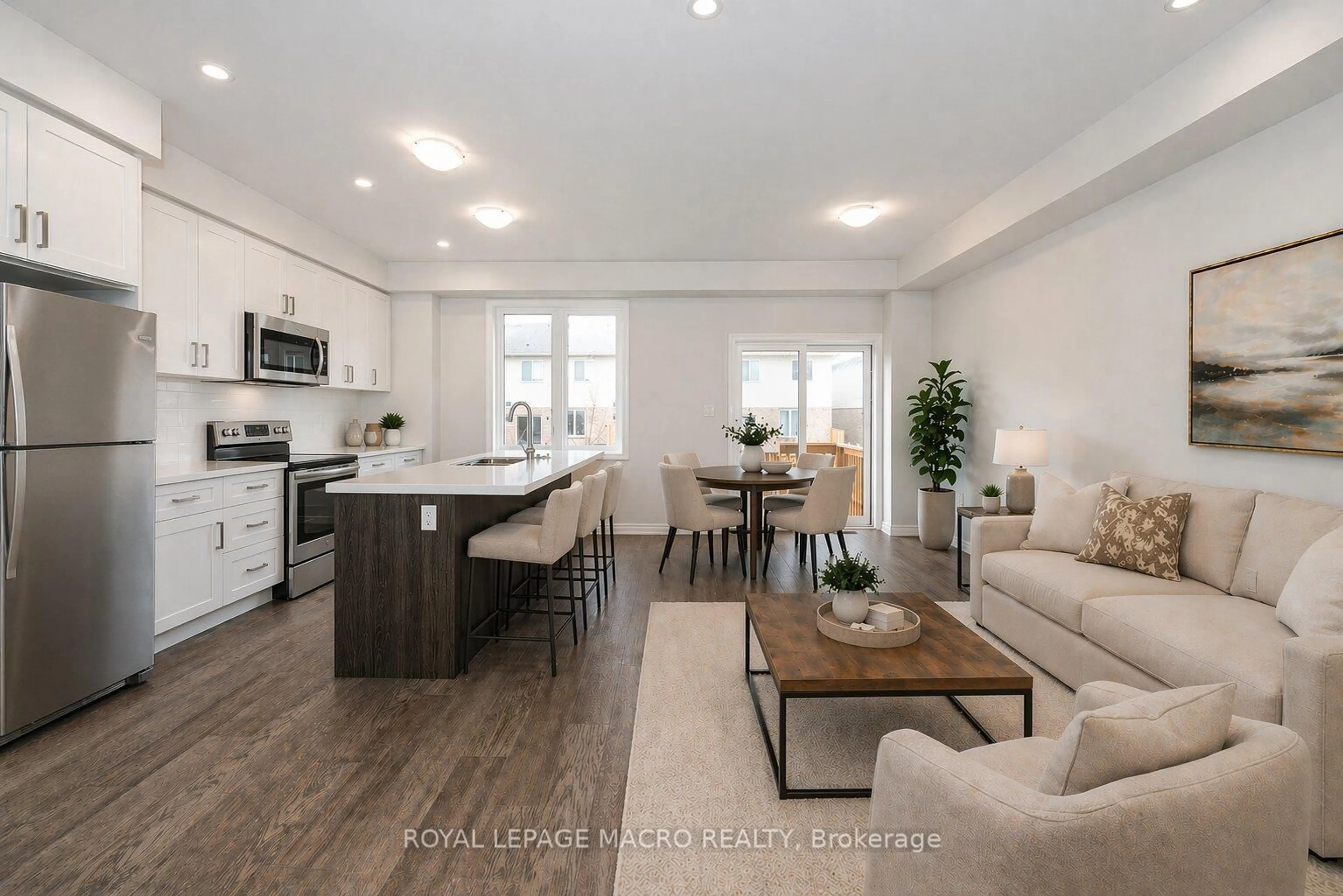 Open concept kitchen, wood/laminate floor for 24 Linden Park Lane, Hamilton Ontario L9A 1Y1