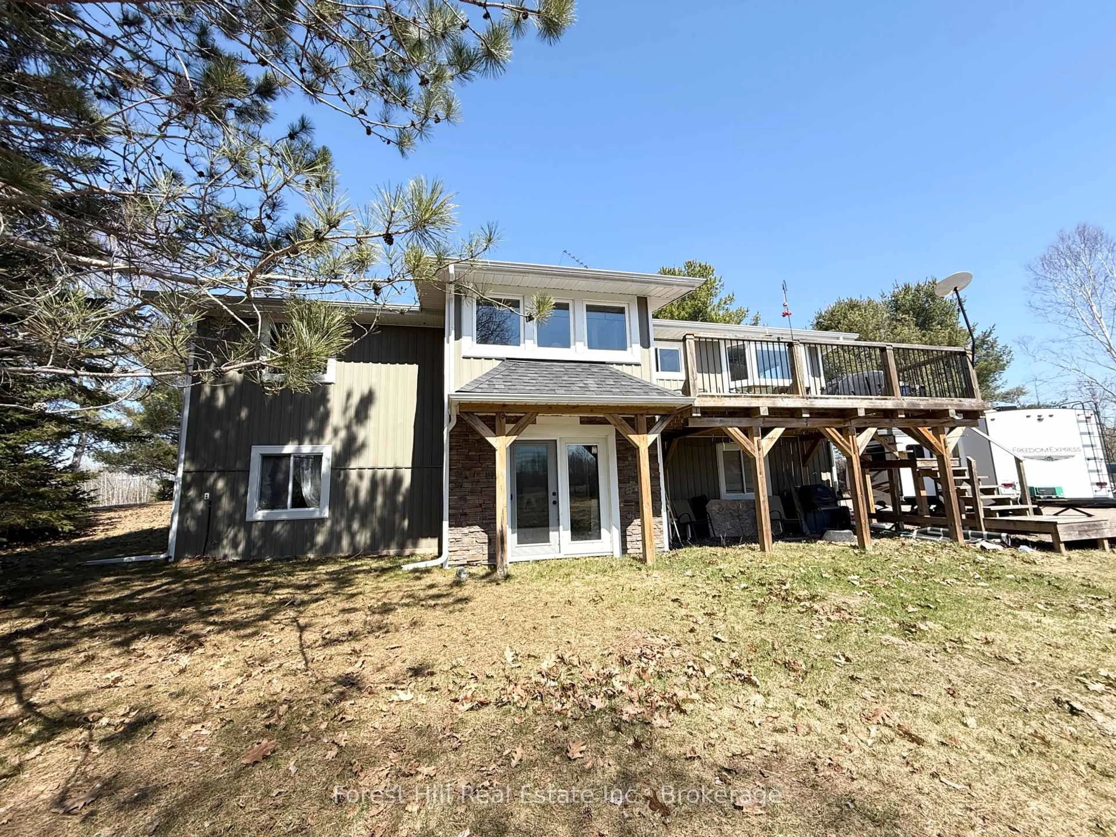 A pic from outside/outdoor area/front of a property/back of a property/a pic from drone, water/lake/river/ocean view for 12547 Hwy 522 Highway, Parry Sound Remote Area Ontario P0H 1S0