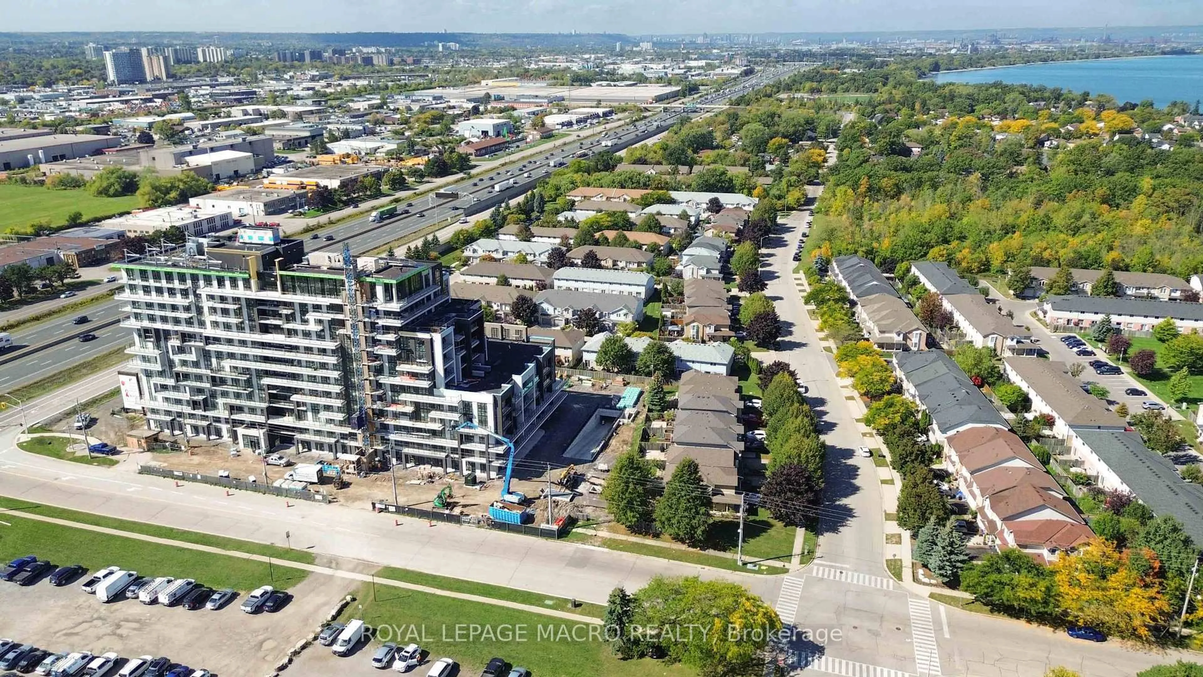 A pic from outside/outdoor area/front of a property/back of a property/a pic from drone, city buildings view from balcony for 461 Green Rd #1018, Hamilton Ontario L8E 5B4