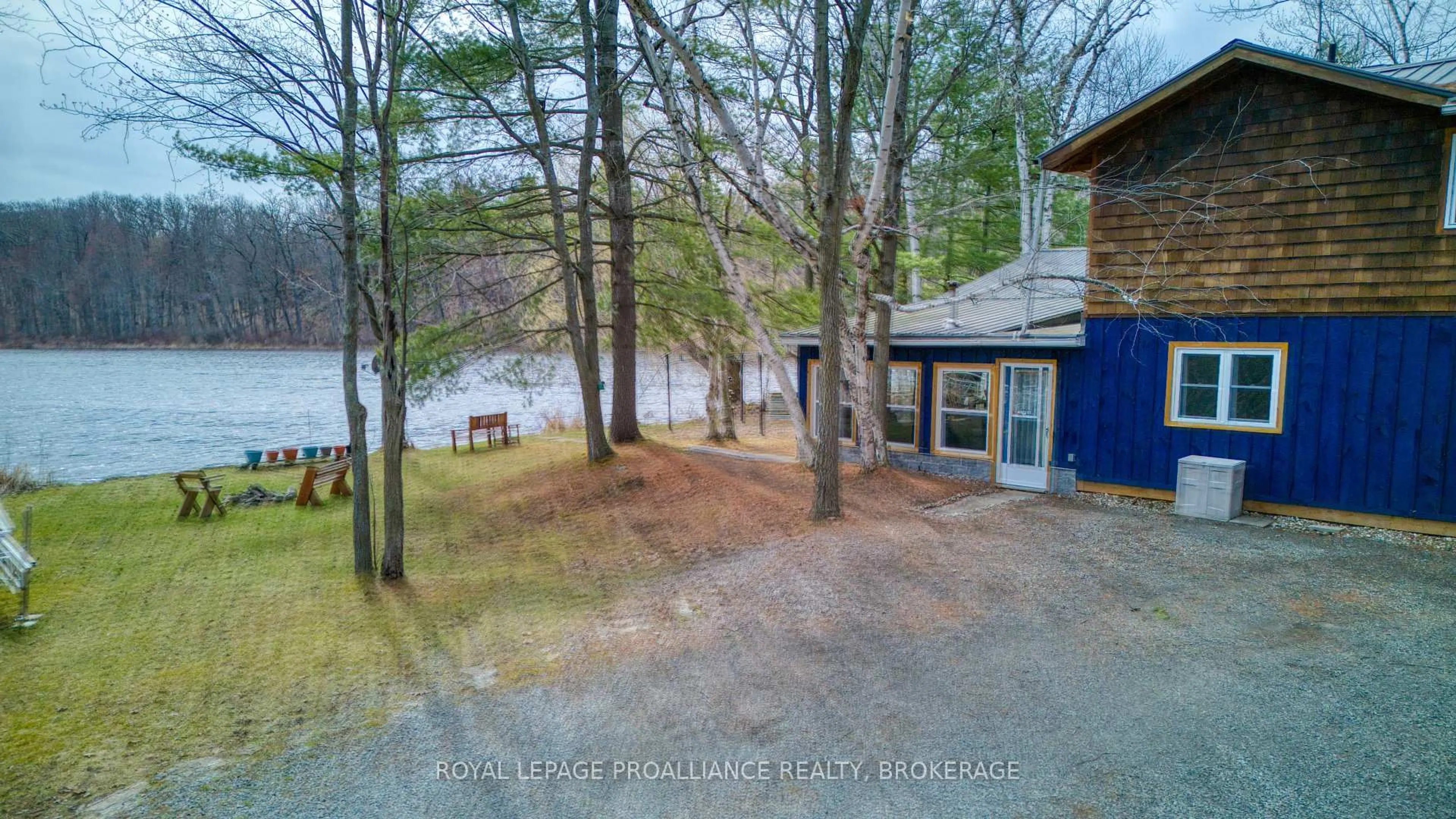 A pic from outside/outdoor area/front of a property/back of a property/a pic from drone, water/lake/river/ocean view for 1198 Narrows Lane, Perth Road Ontario K0H 2L0