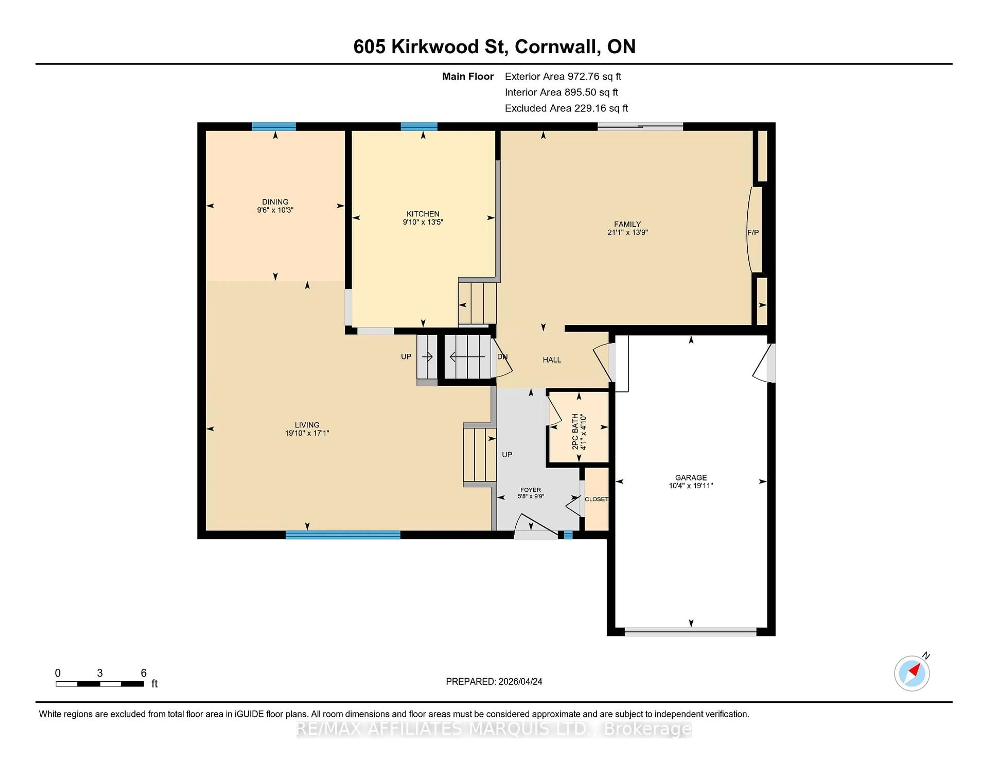 Floor plan for 605 KIRKWOOD St, Cornwall Ontario K6H 5Y9
