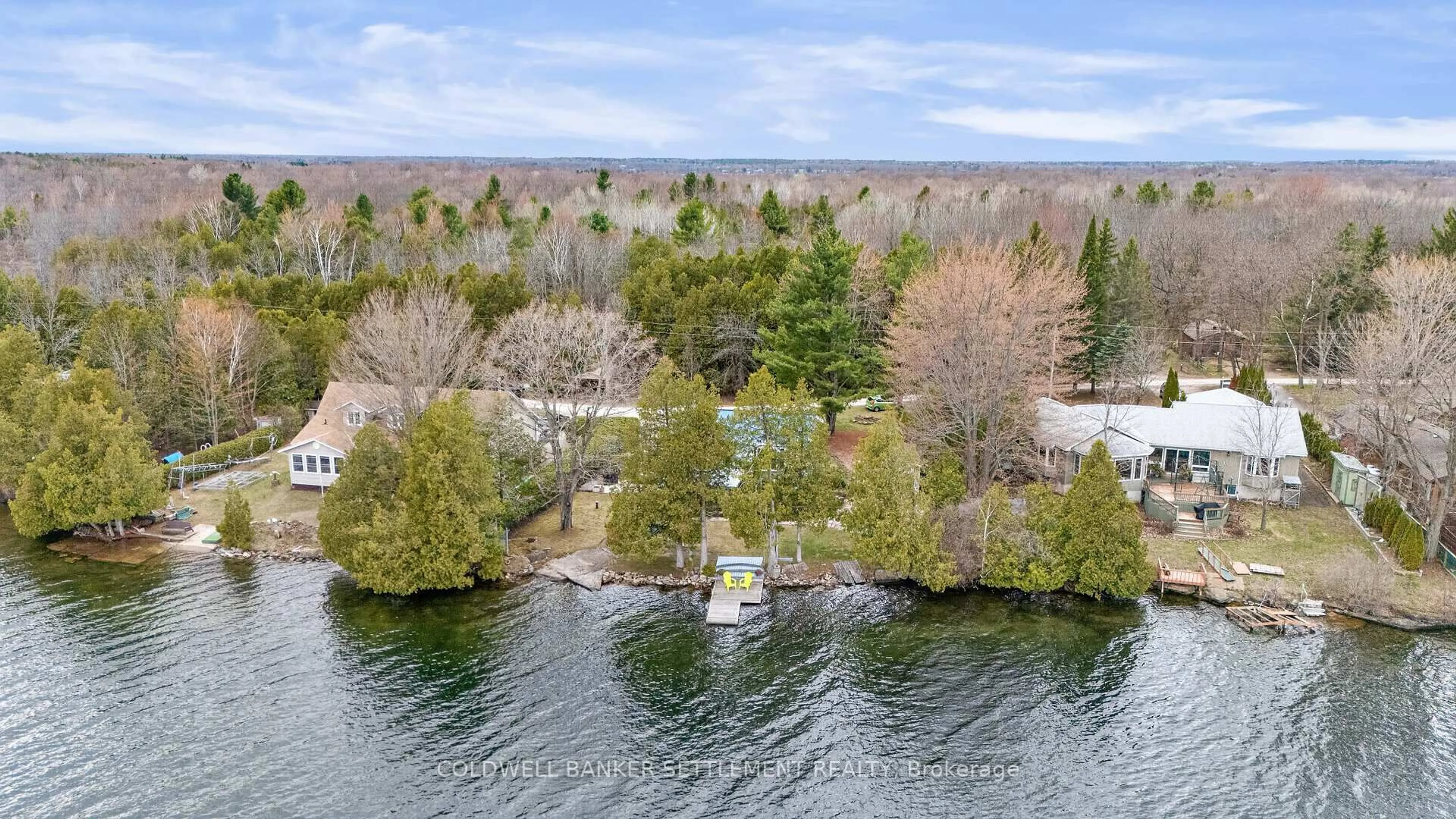 A pic from outside/outdoor area/front of a property/back of a property/a pic from drone, water/lake/river/ocean view for 33 B3 Rd, Rideau Lakes Ontario K0G 1L0
