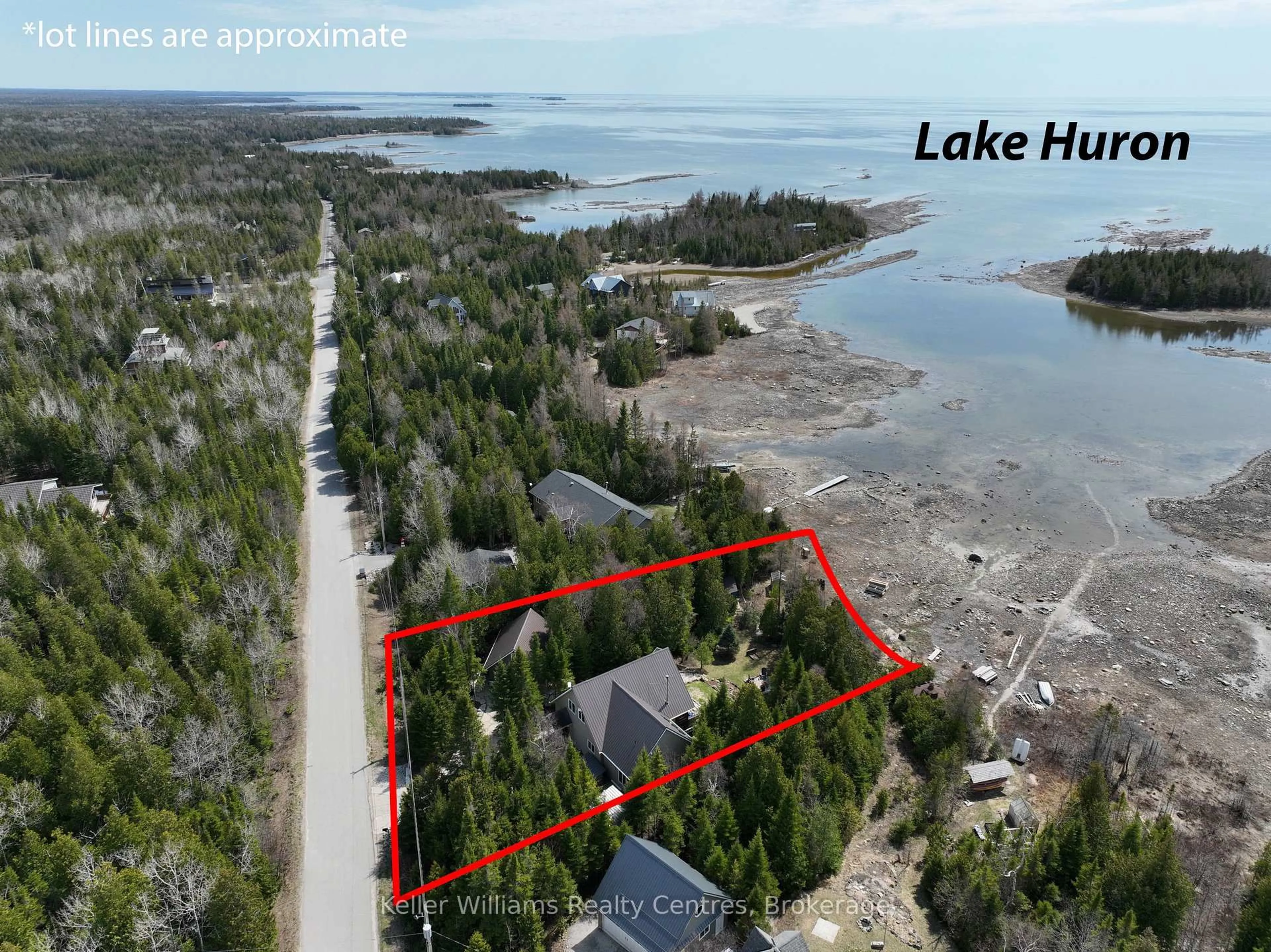 A pic from outside/outdoor area/front of a property/back of a property/a pic from drone, water/lake/river/ocean view for 55 Devil's Glen Rd, Northern Bruce Peninsula Ontario N0H 2T0