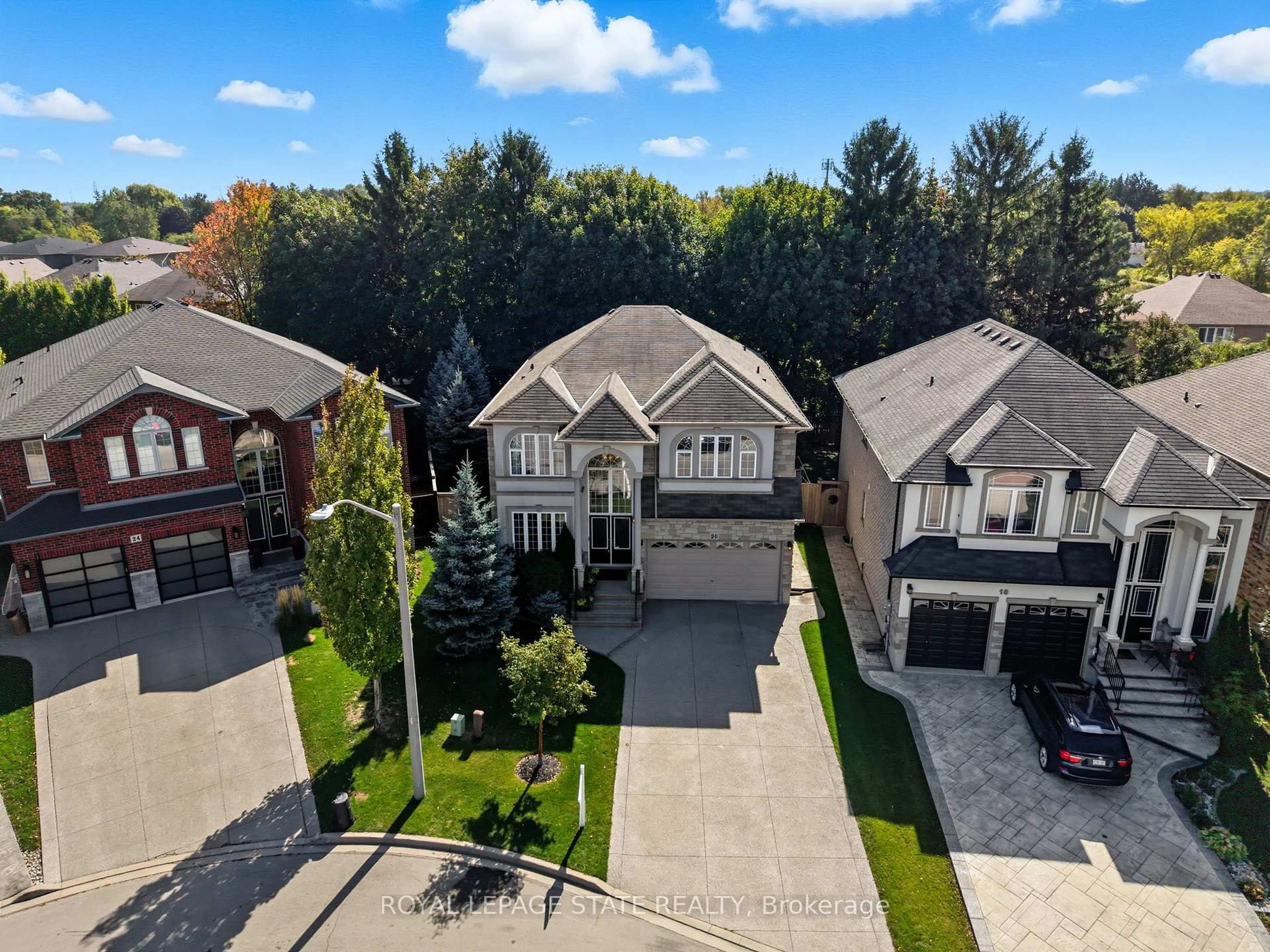 A pic from outside/outdoor area/front of a property/back of a property/a pic from drone, street for 20 Lorupe Crt, Hamilton Ontario L9G 0C8