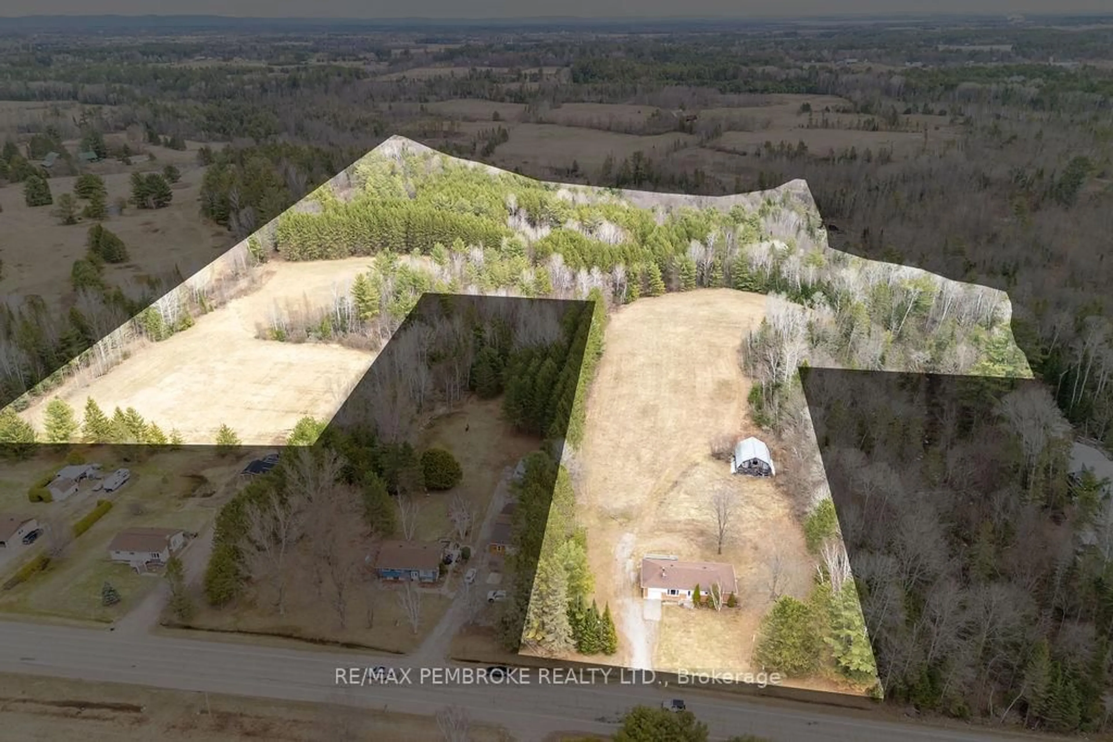 A pic from outside/outdoor area/front of a property/back of a property/a pic from drone, forest/trees view for 1738 B Line Rd, Pembroke Ontario K8A 6W8
