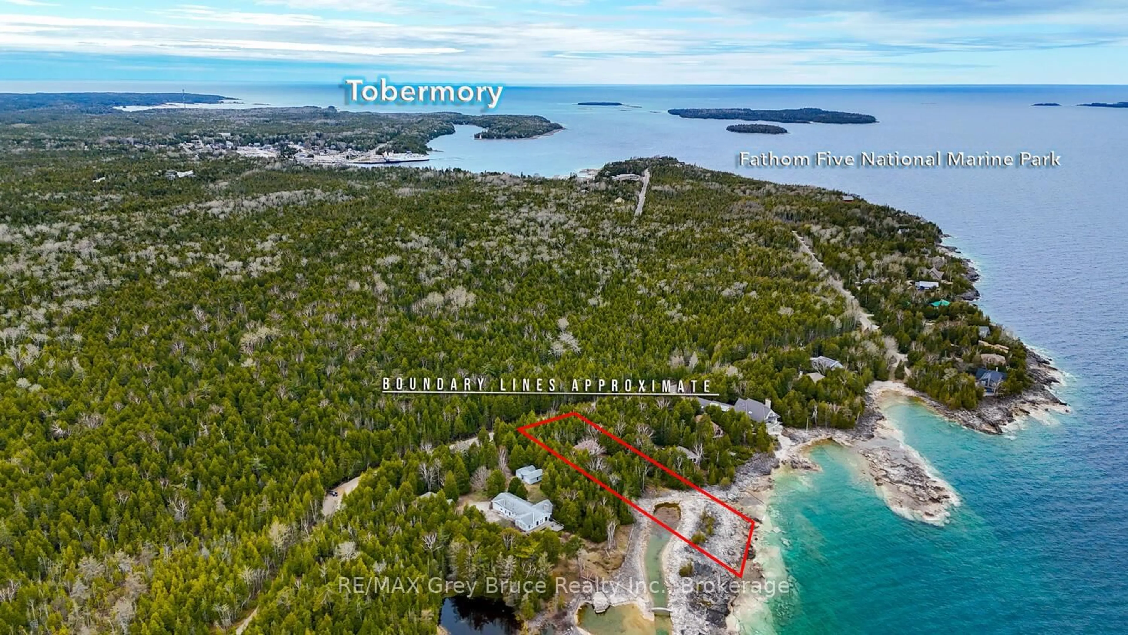 A pic from outside/outdoor area/front of a property/back of a property/a pic from drone, water/lake/river/ocean view for 85 Grant Watson Dr, Northern Bruce Peninsula Ontario N0H 2R0