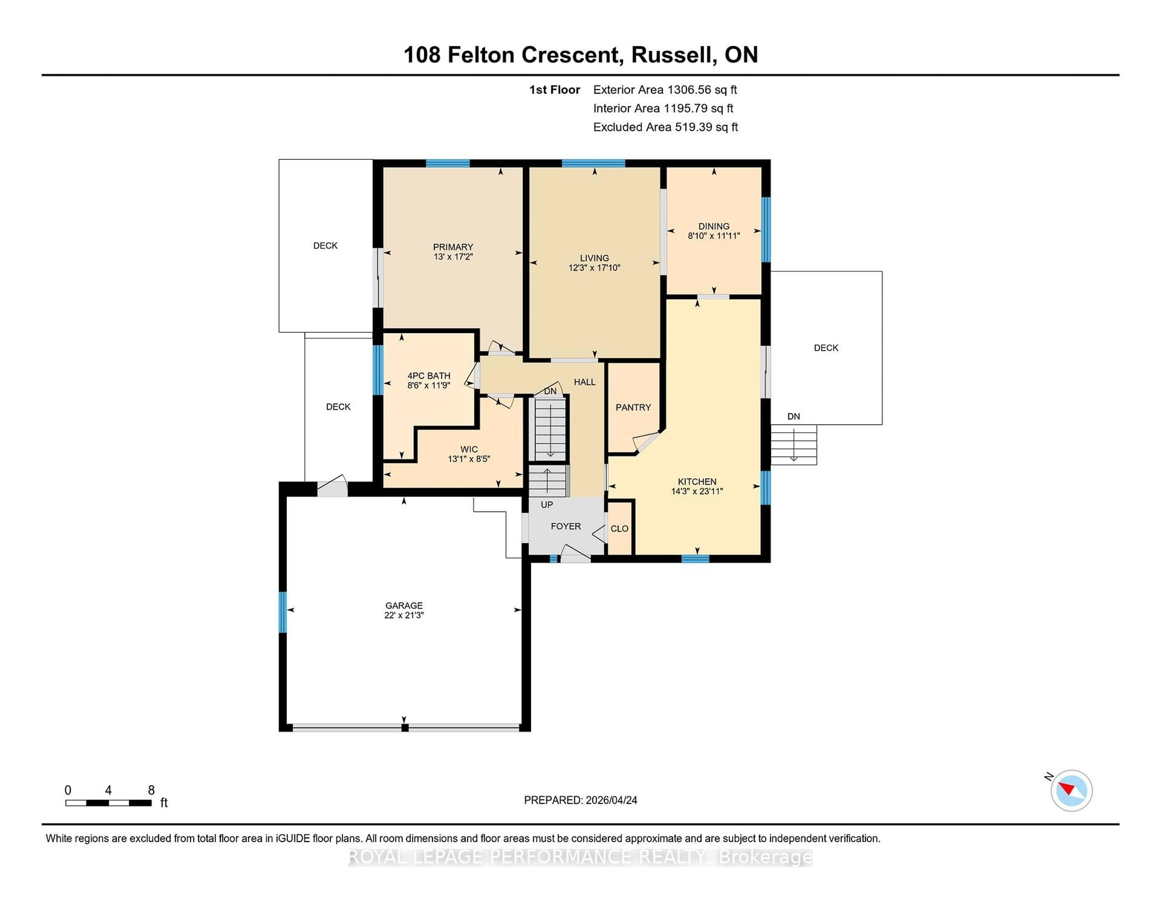 Floor plan for 108 Felton Cres, Russell Ontario K4R 1E5
