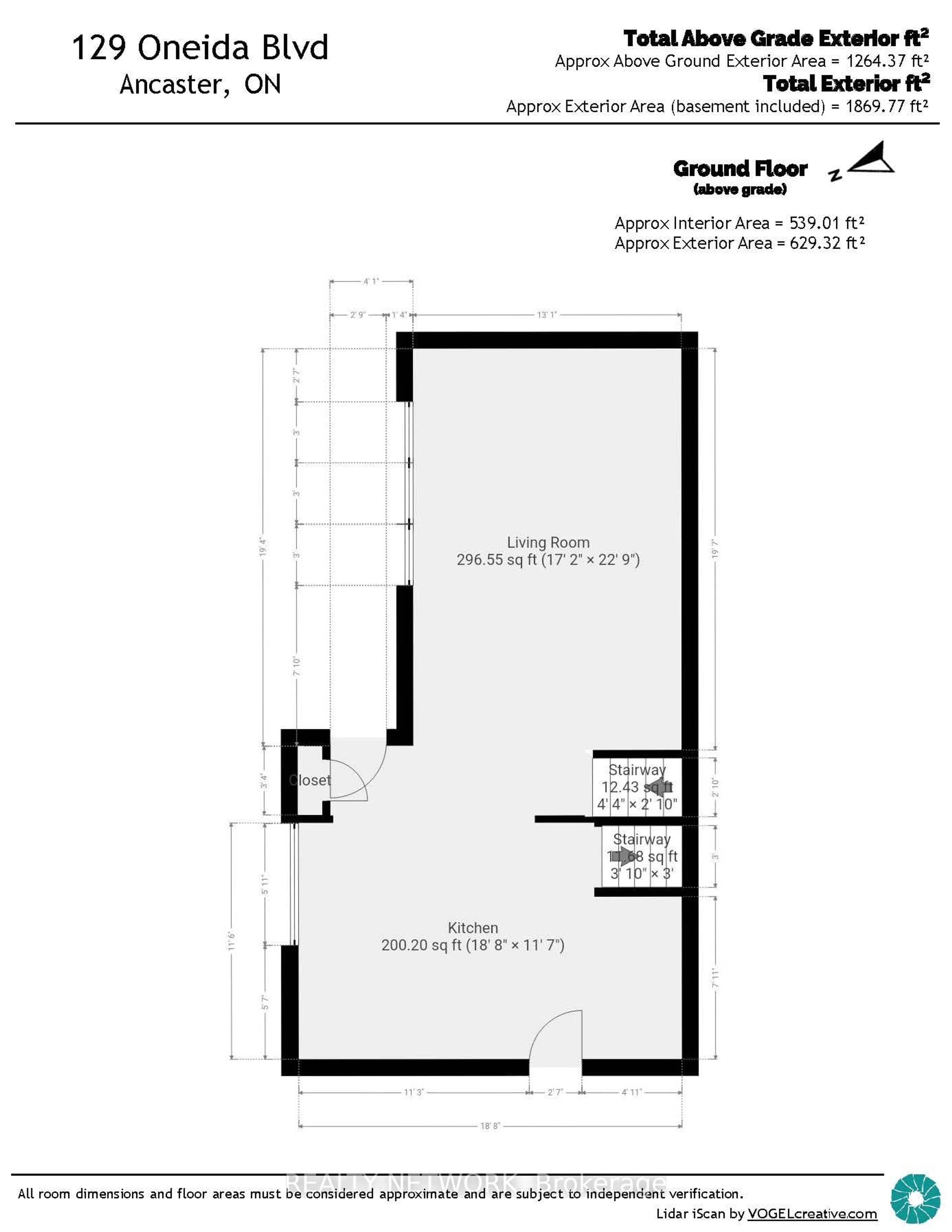 Floor plan for 129 Oneida Blvd, Hamilton Ontario L9G 3C7
