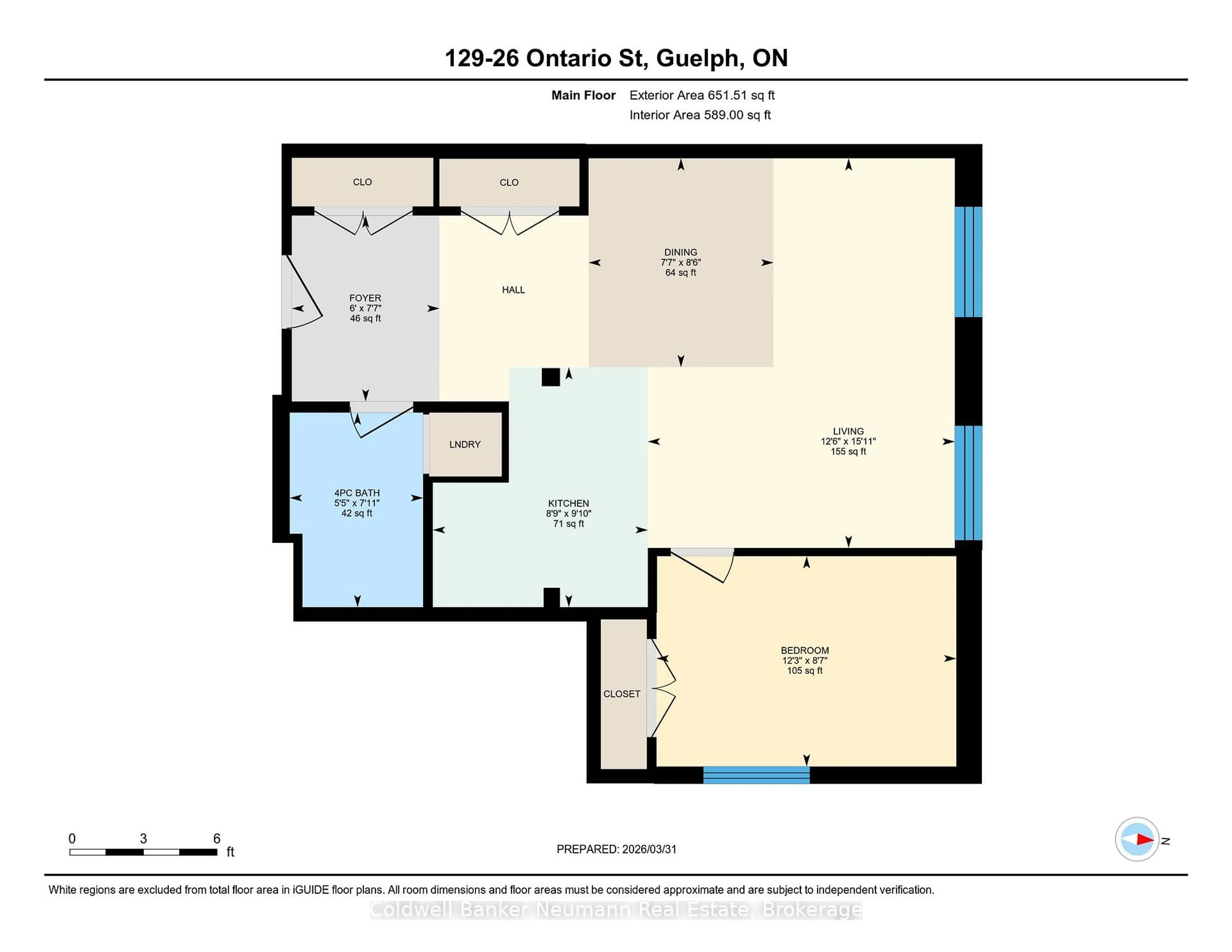 Floor plan for 26 Ontario St #129, Guelph Ontario N1E 7K1