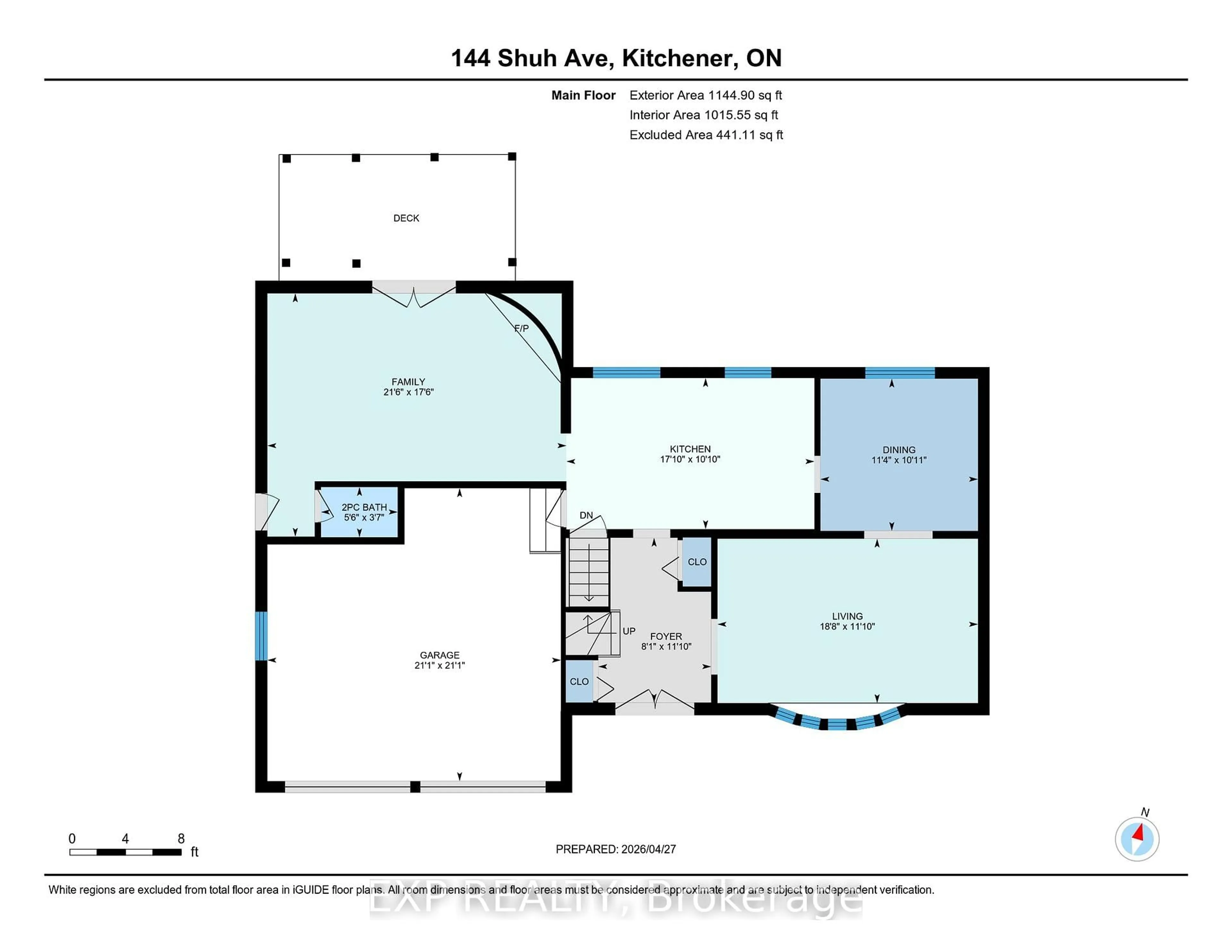 Floor plan for 144 Shuh Ave, Kitchener Ontario N2A 1H6