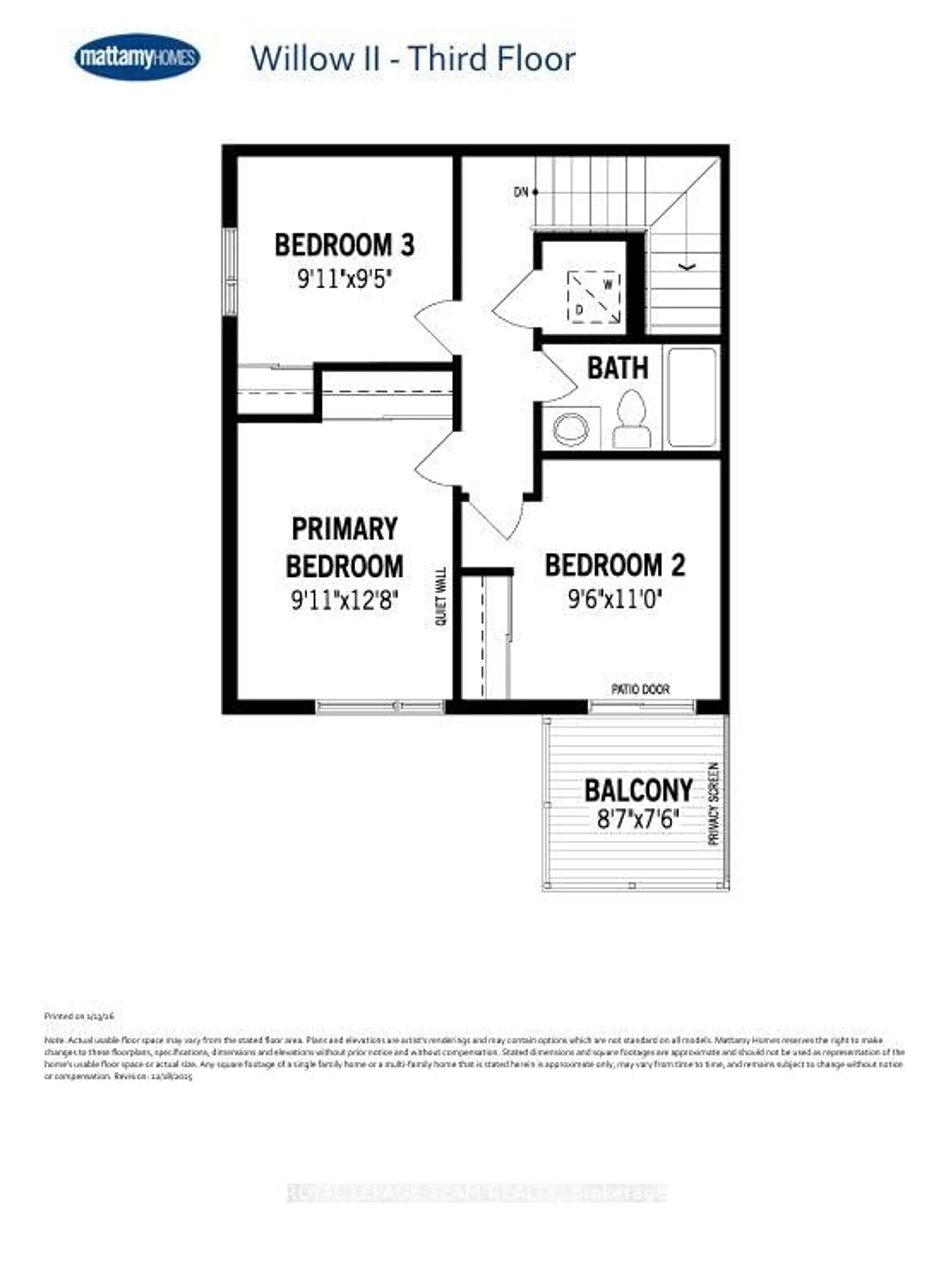Floor plan for Lot 1501 (Half Moon Bay), Ottawa Ontario K2J 7K6