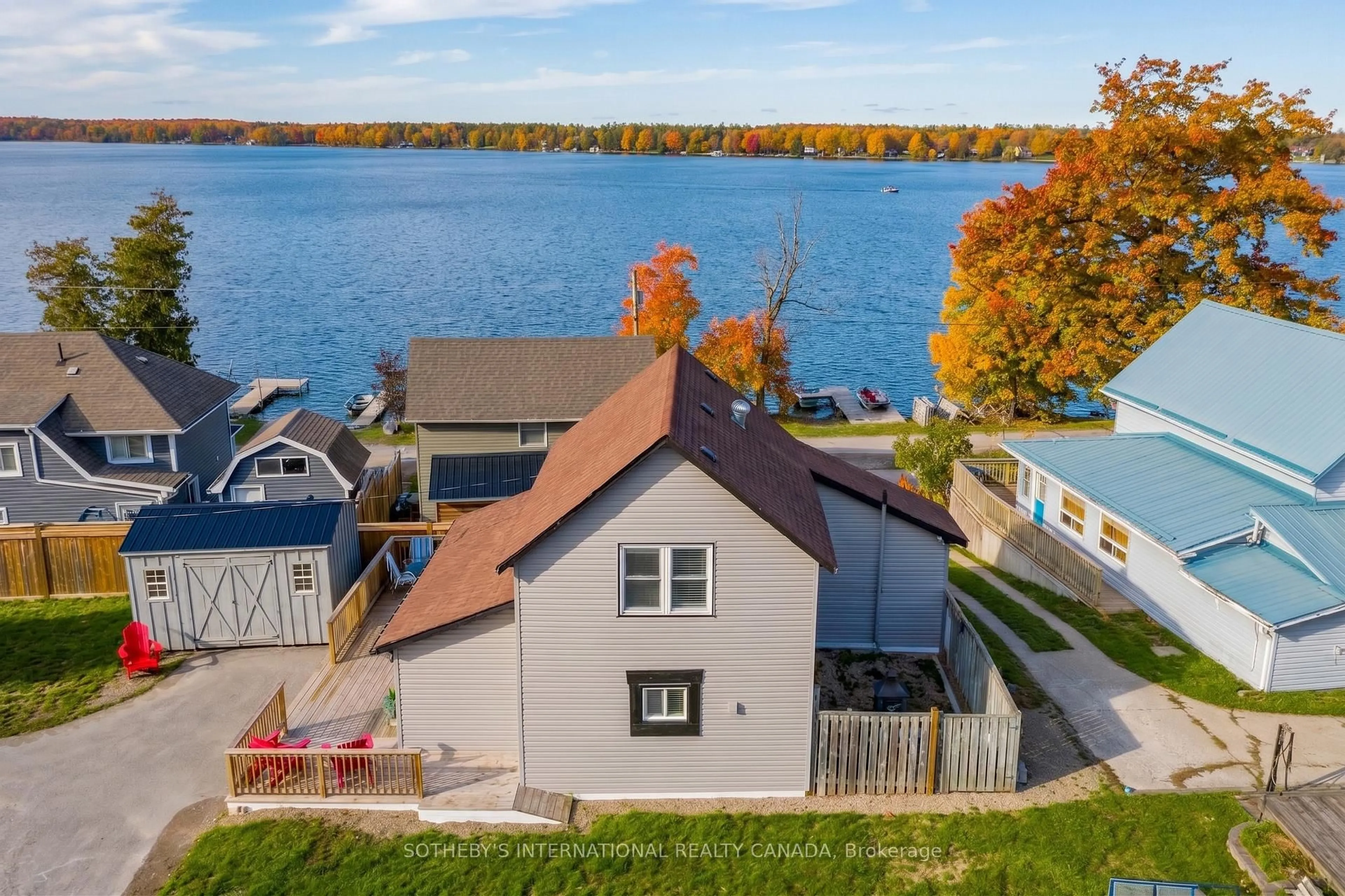 A pic from outside/outdoor area/front of a property/back of a property/a pic from drone, water/lake/river/ocean view for 42 Pavillion Rd, Kawartha Lakes Ontario K0M 1L0