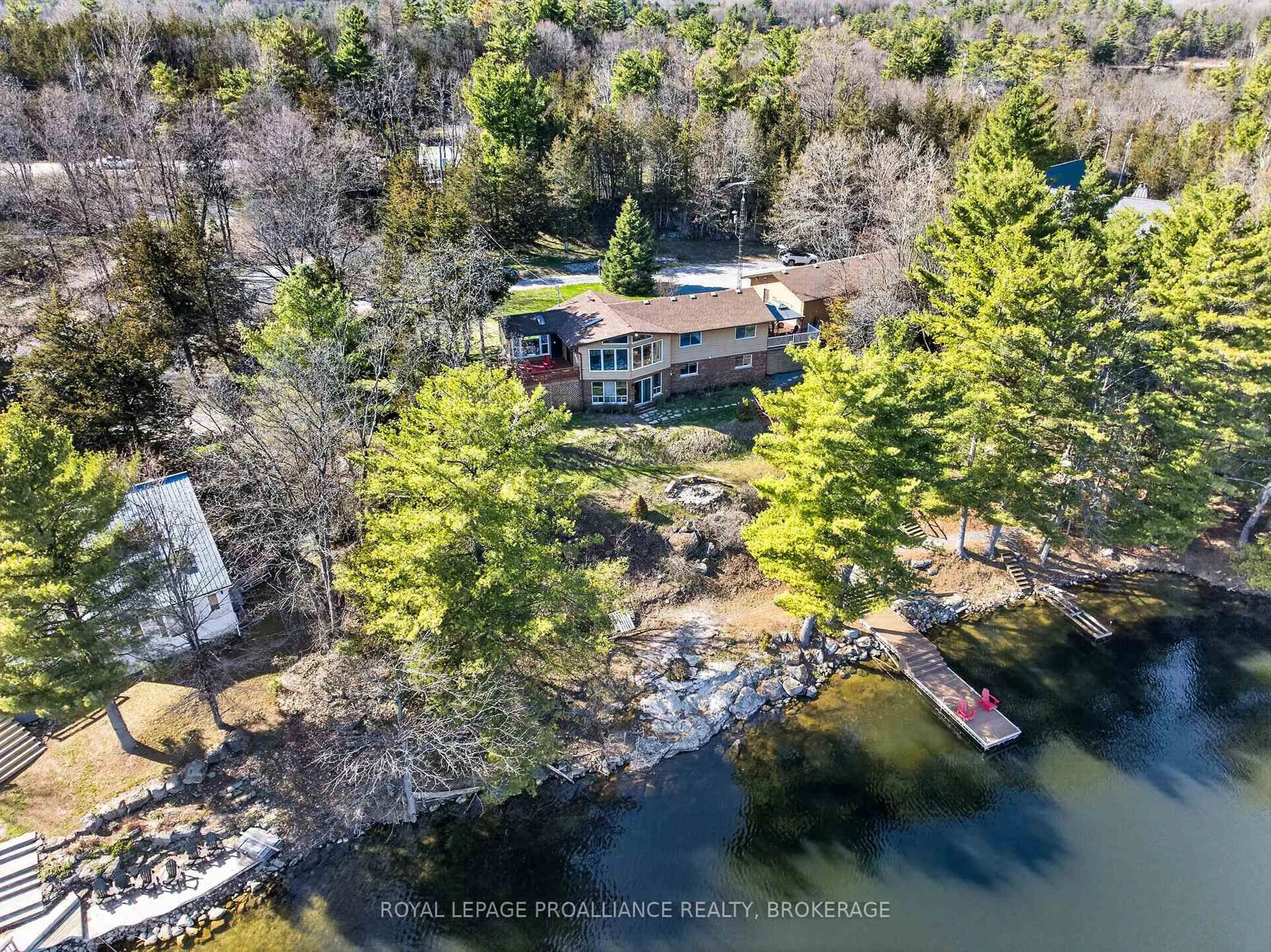 A pic from outside/outdoor area/front of a property/back of a property/a pic from drone, water/lake/river/ocean view for 3037 Hilltop Lane, Perth Road Ontario K0H 2L0