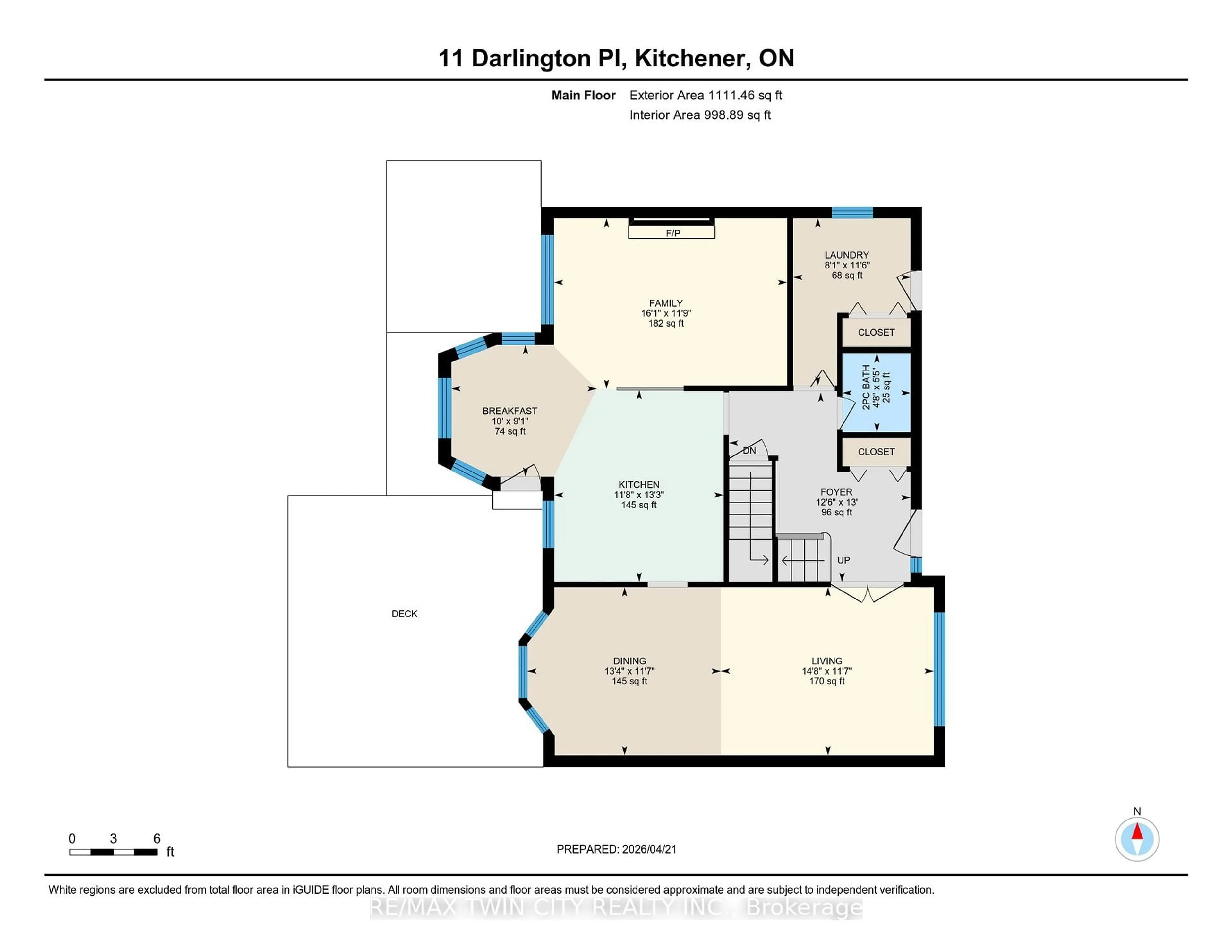 Floor plan for 11 Darlington Pl, Kitchener Ontario N2A 3M3