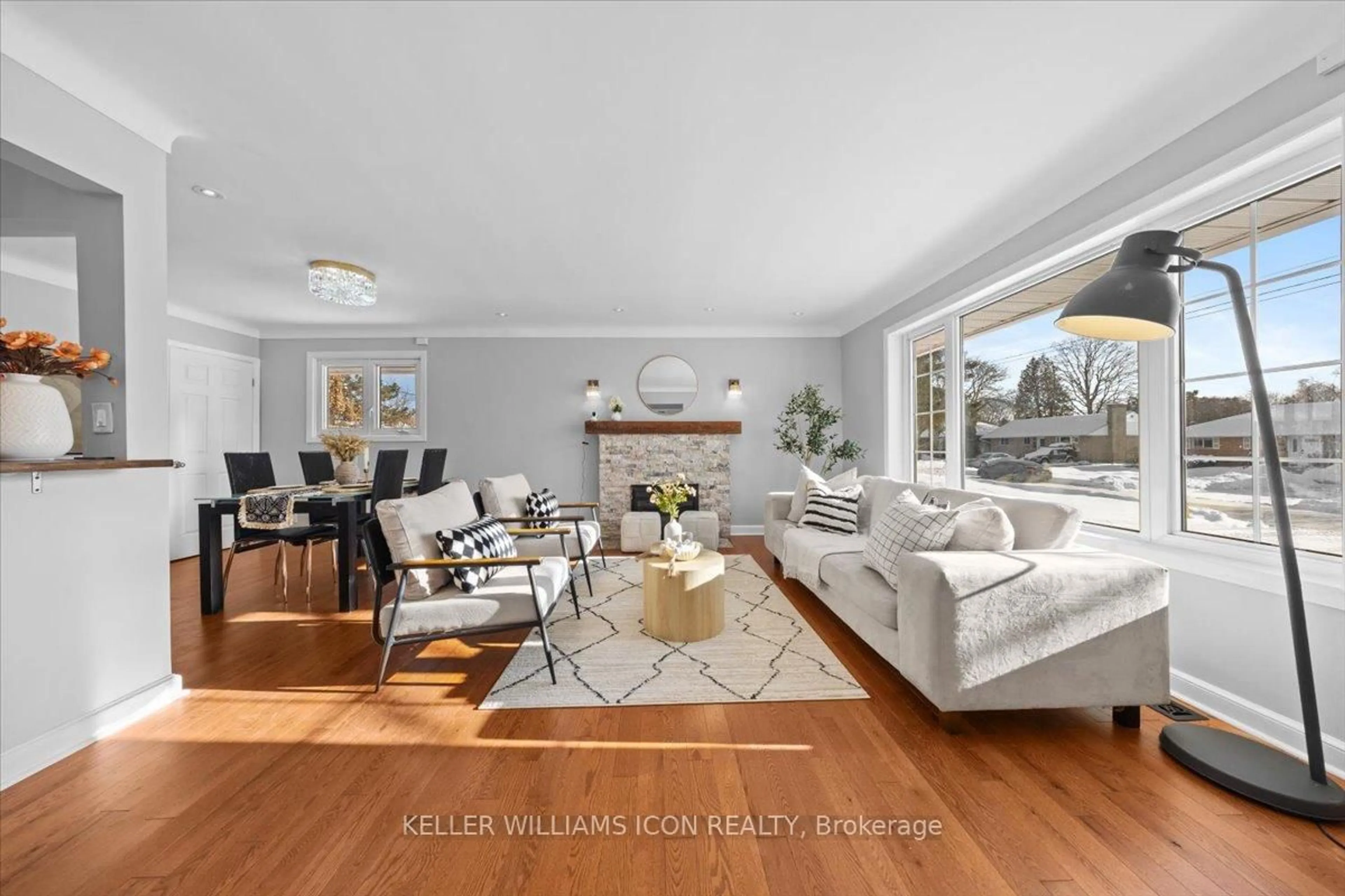 Living room with furniture, wood/laminate floor for 45 Epworth Ave, Ottawa Ontario K2G 2L8