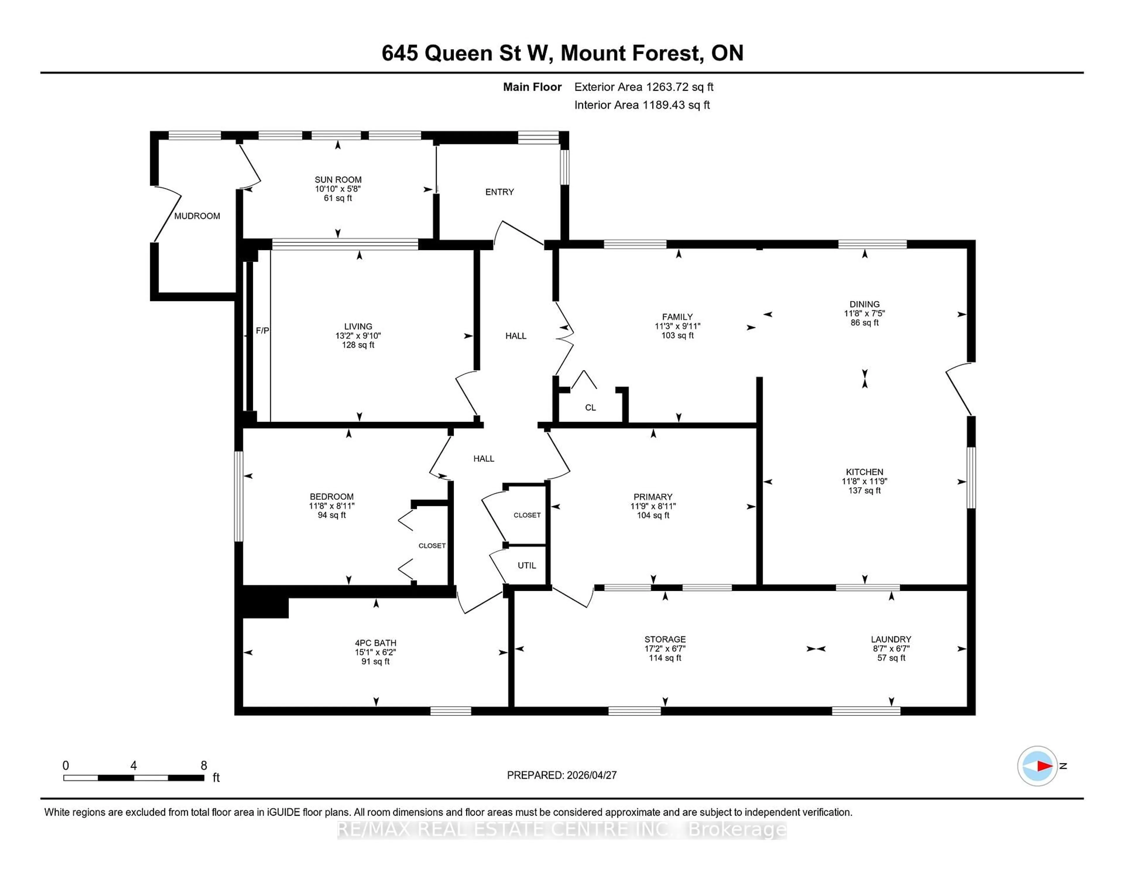 Floor plan for 645 Queen St, Wellington North Ontario N0G 2L1