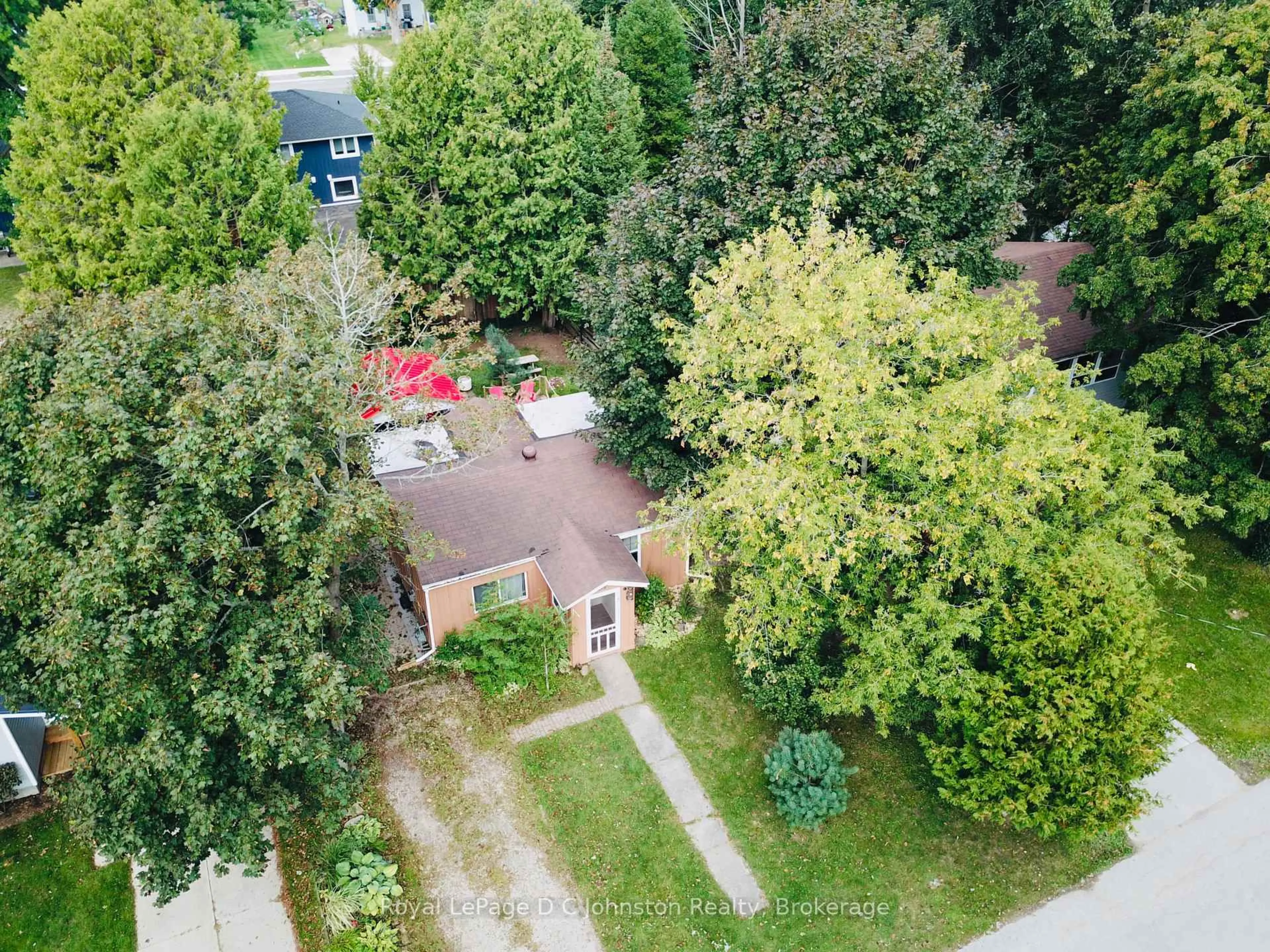 A pic from outside/outdoor area/front of a property/back of a property/a pic from drone, forest/trees view for 175 Belcher Lane, Saugeen Shores Ontario N0H 2L0