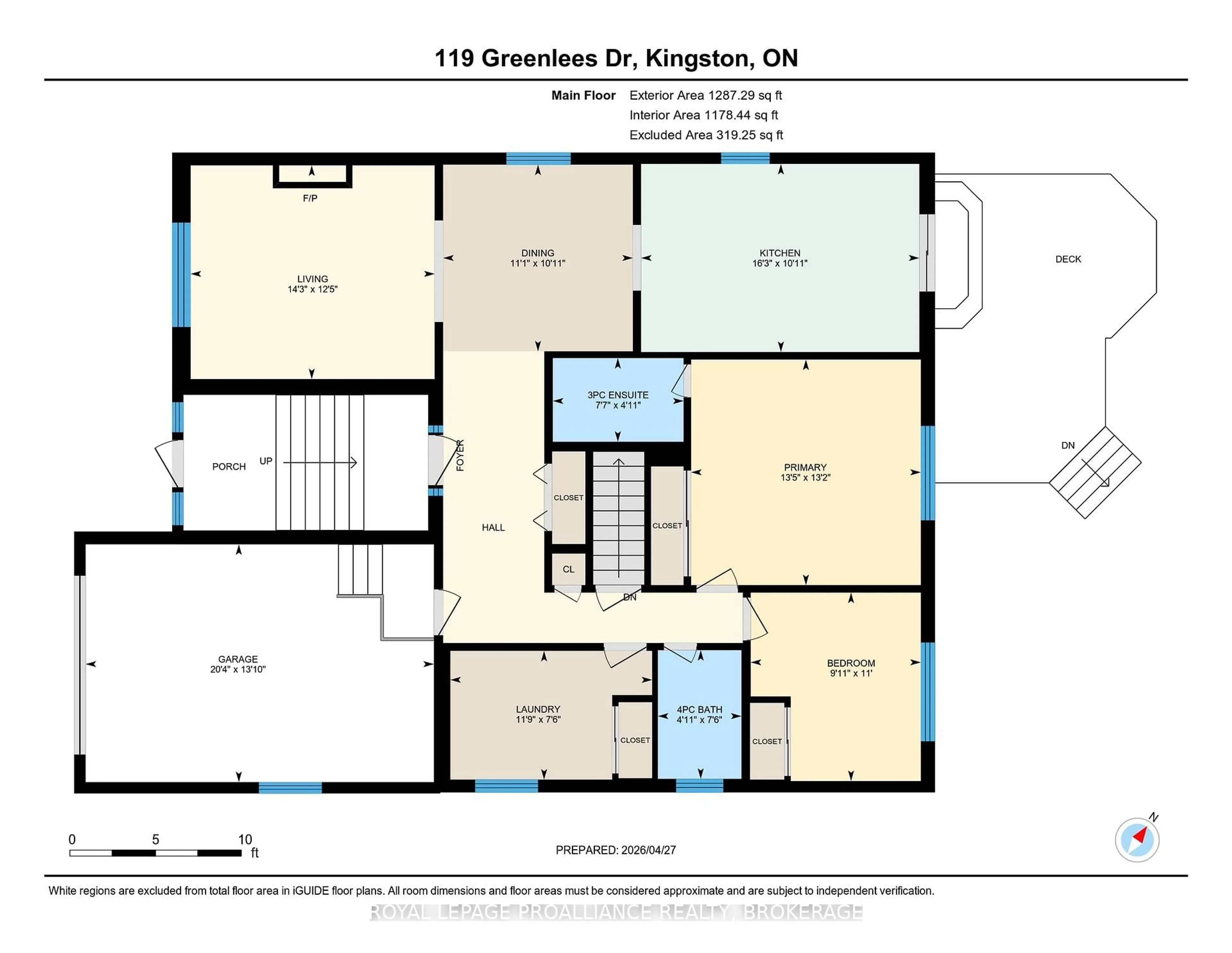 Floor plan for 119 Greenlees Dr, Kingston Ontario K7K 6R5