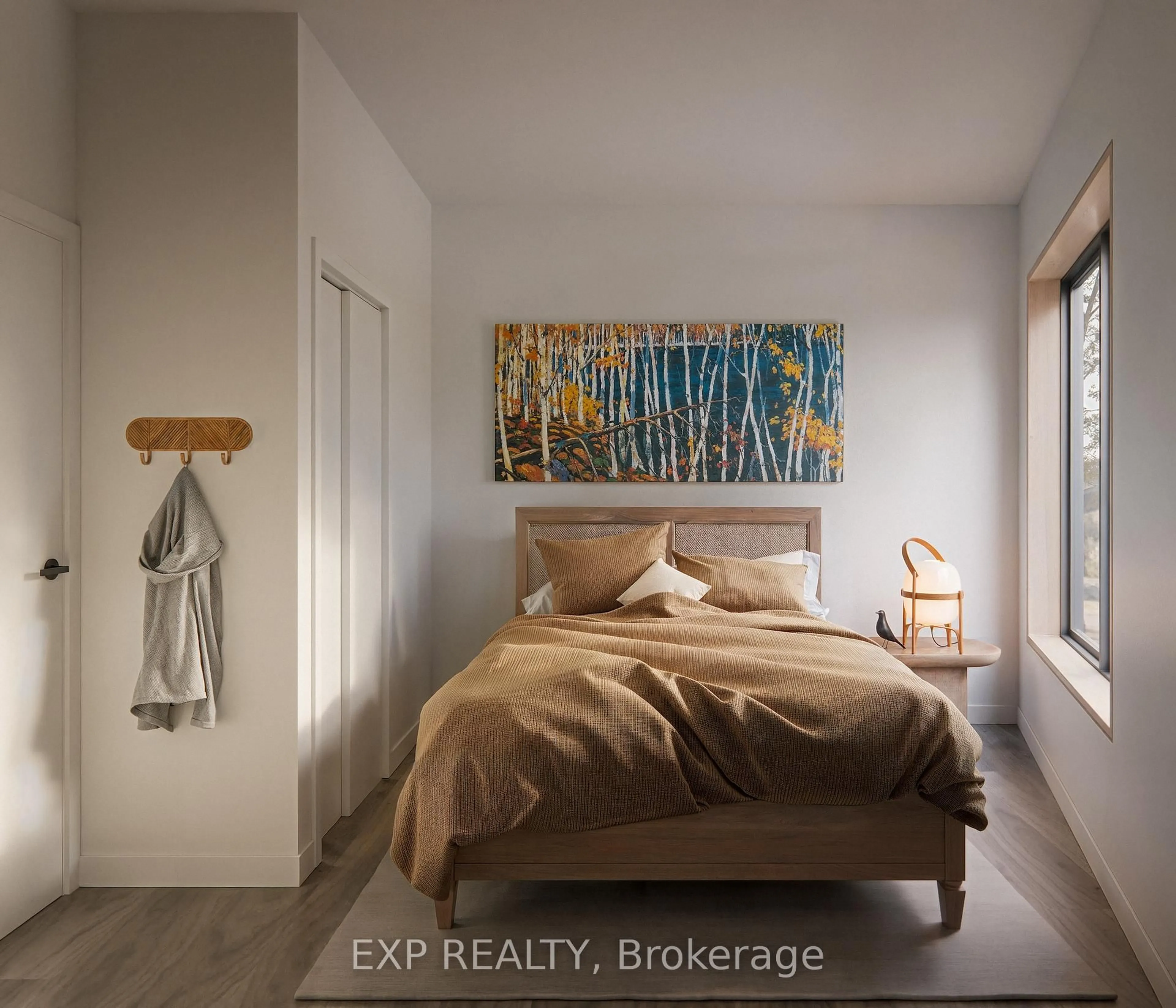 Bedroom with bed, wood/laminate floor for Unit 8 Mary Joanne Dr, Calabogie Ontario K0J 1H0